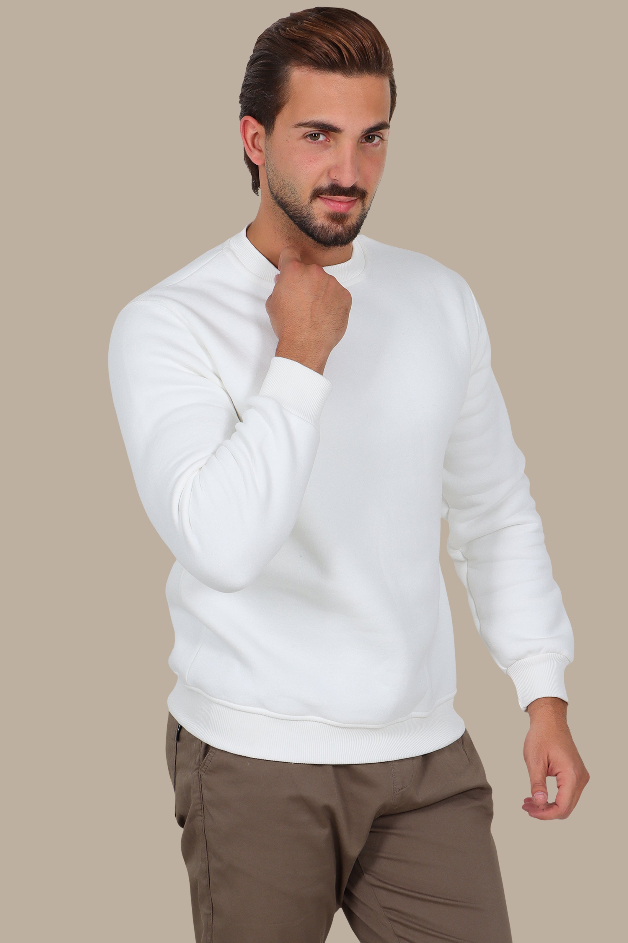 White Oversized Basic Sweatshirt