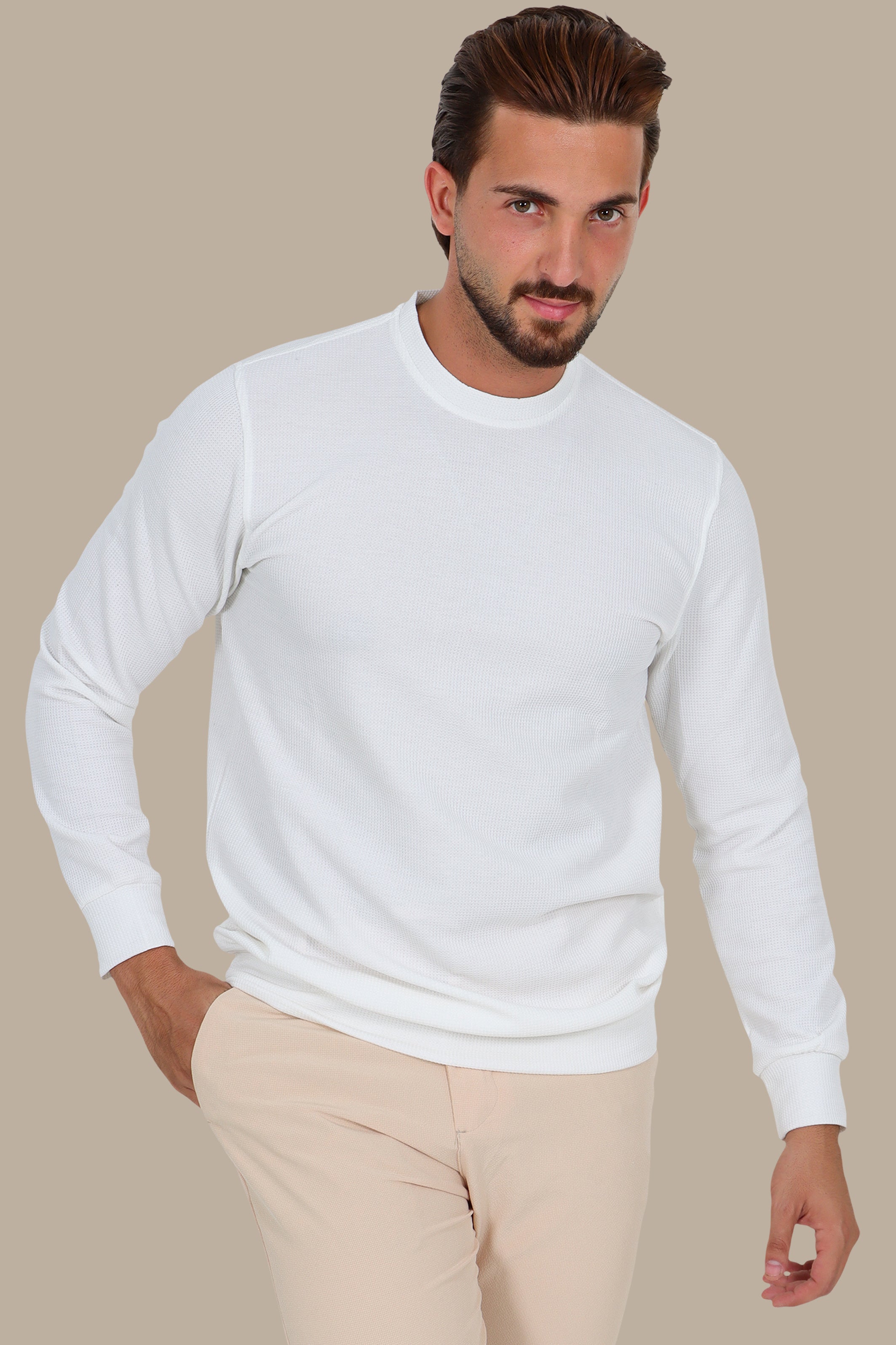 White Structured Sweatshirt