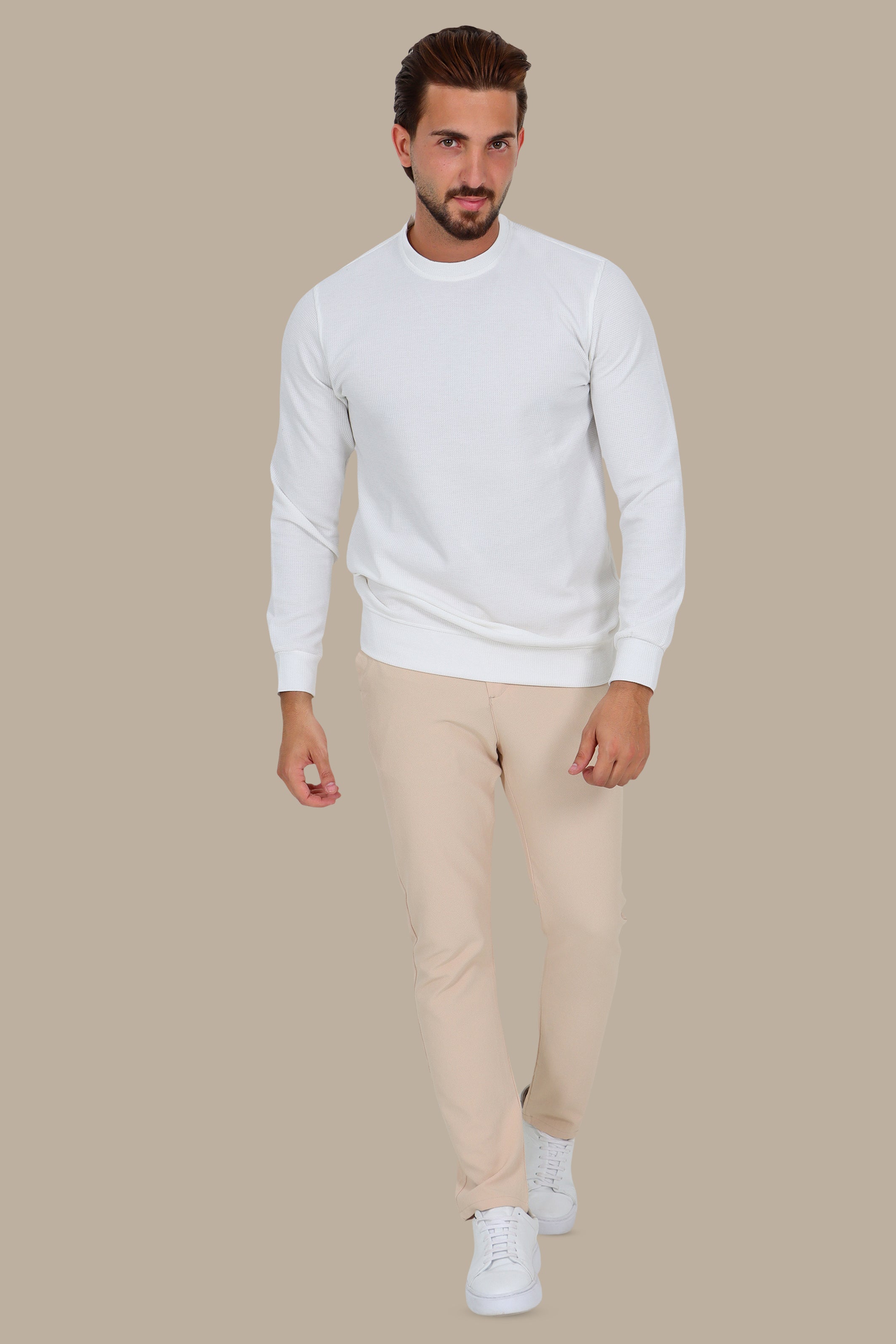 White Structured Sweatshirt