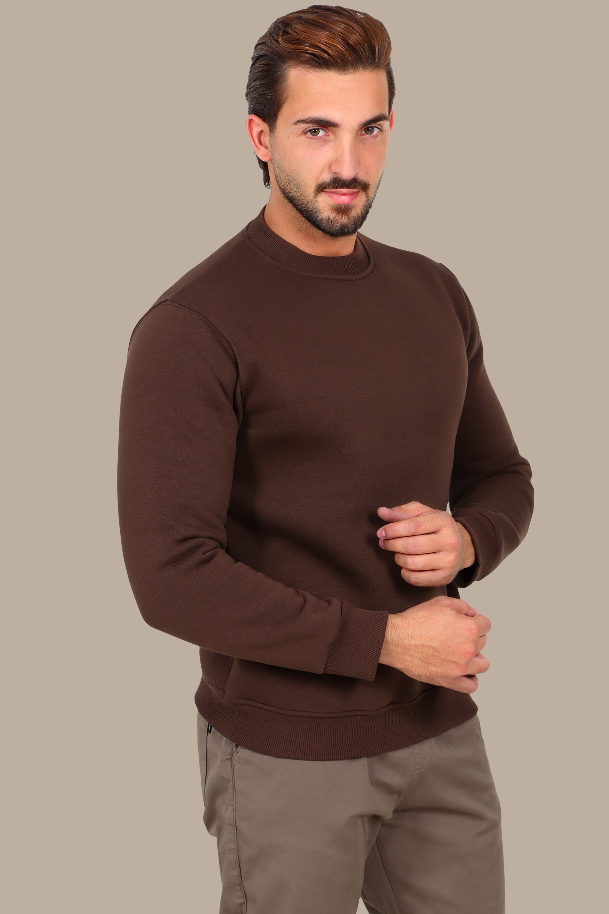 Brown Oversized Basic Sweatshirt