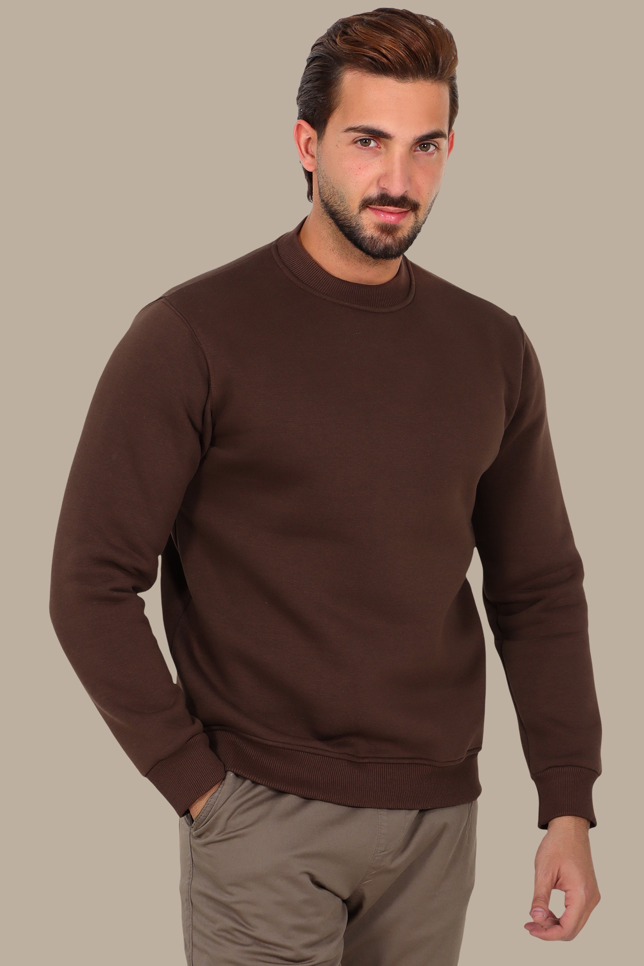 Brown Oversized Basic Sweatshirt