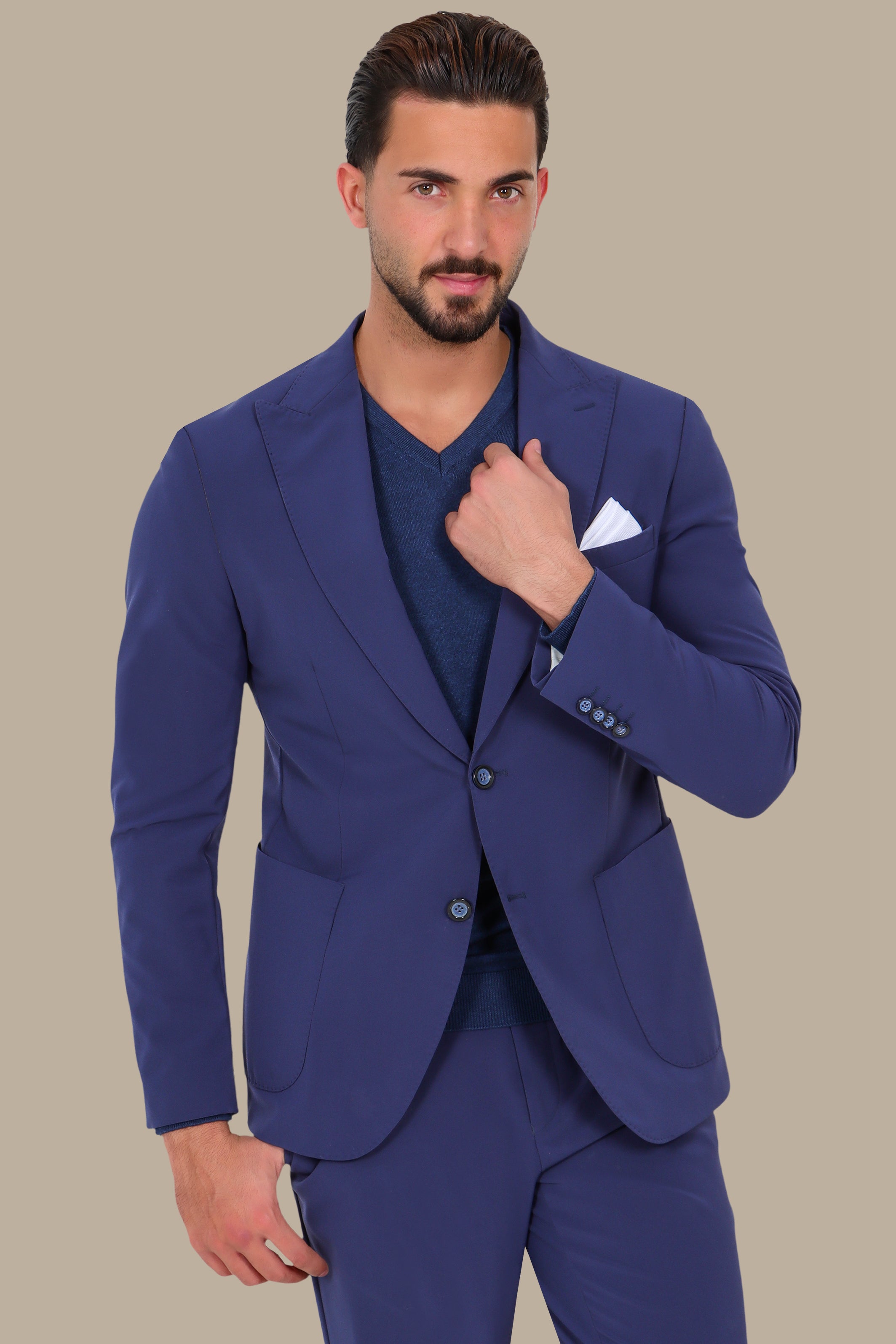 Travel Suit Peak Lapel | Blue