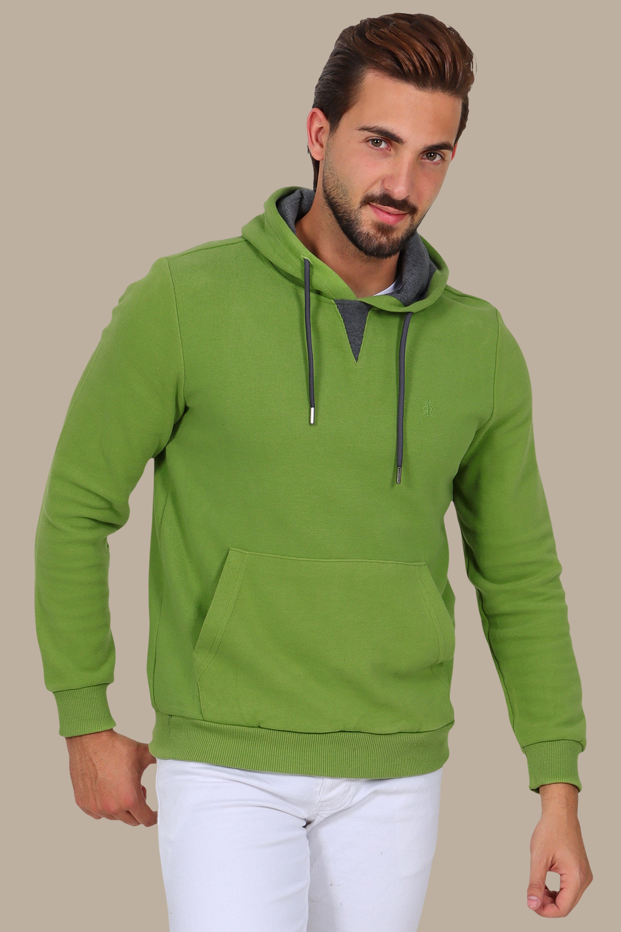 Luxe Comfort: Velvet Hoodie Pistachio