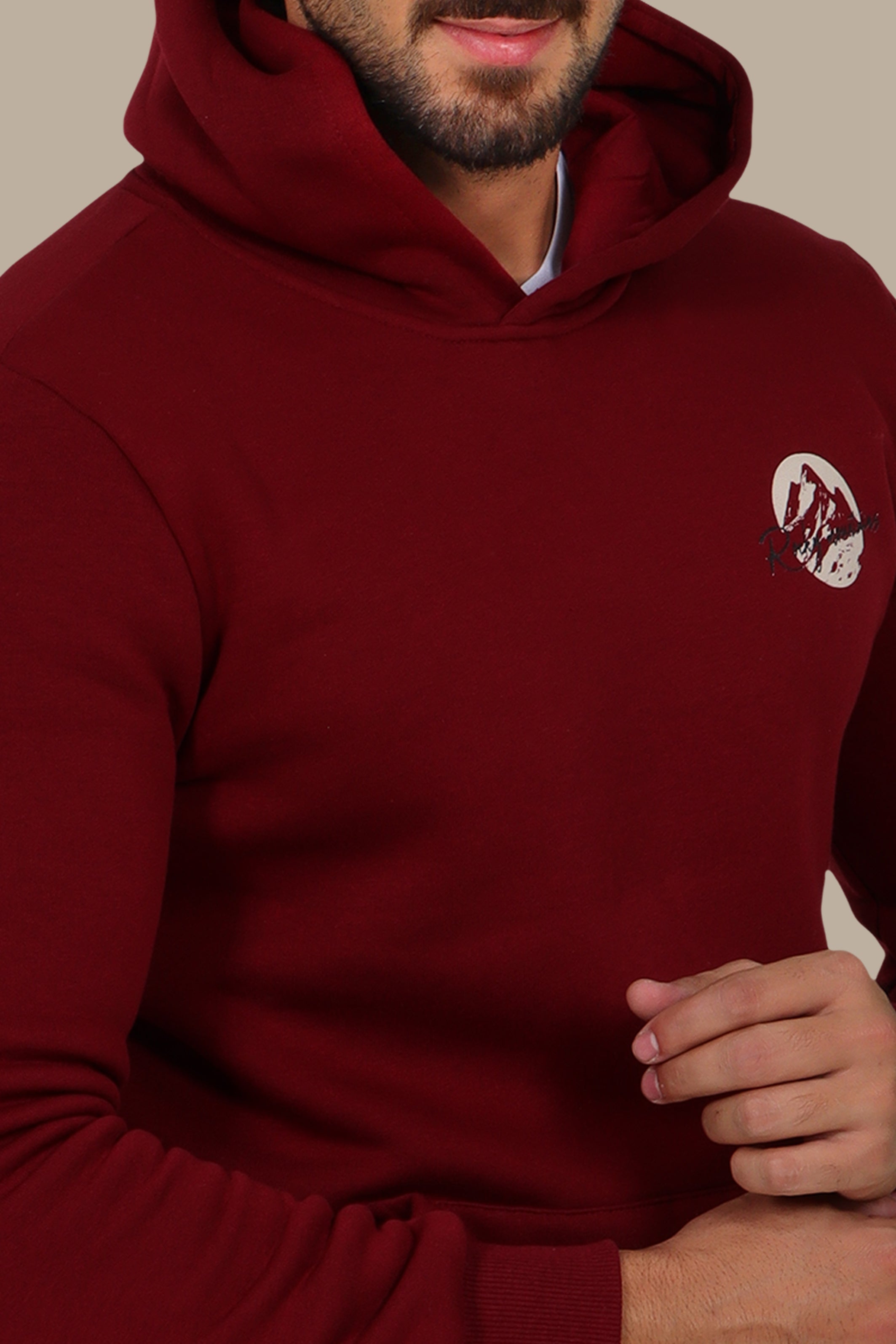 Mountain Vibes: Printed Hoodie Burgundy