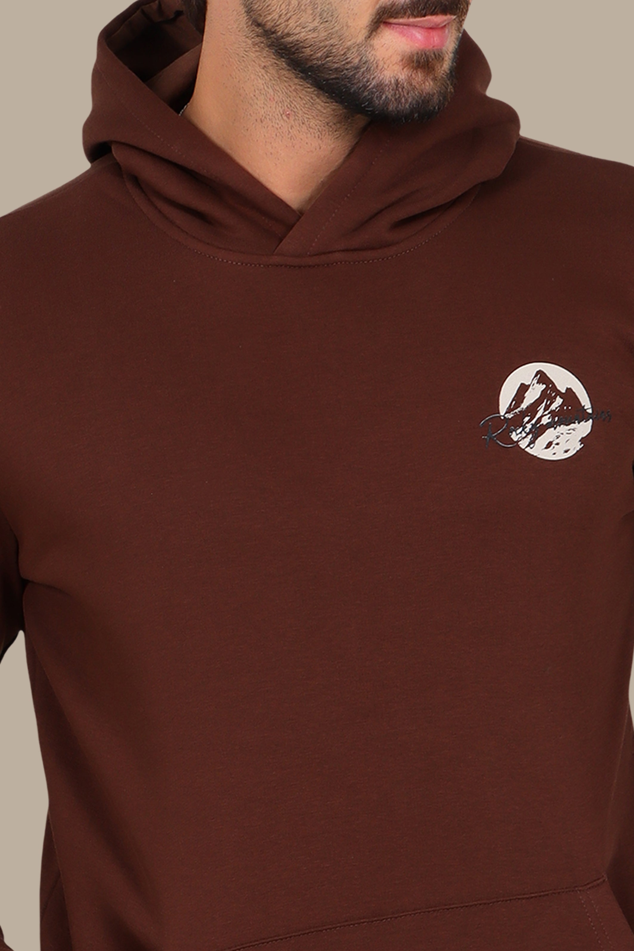 Mountain Vibes: Printed Hoodie Brown