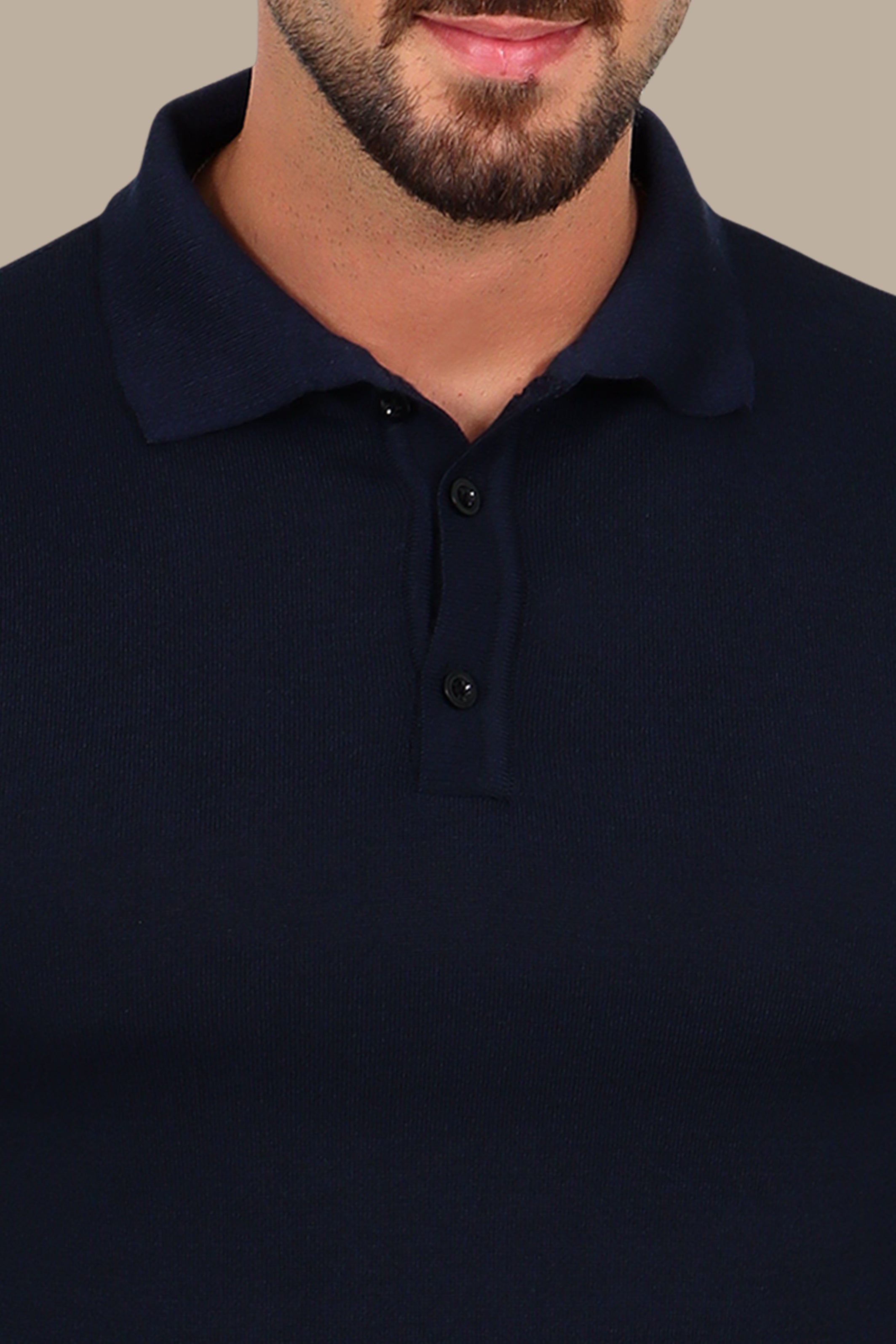 Mercerized Plain Polo in Navy