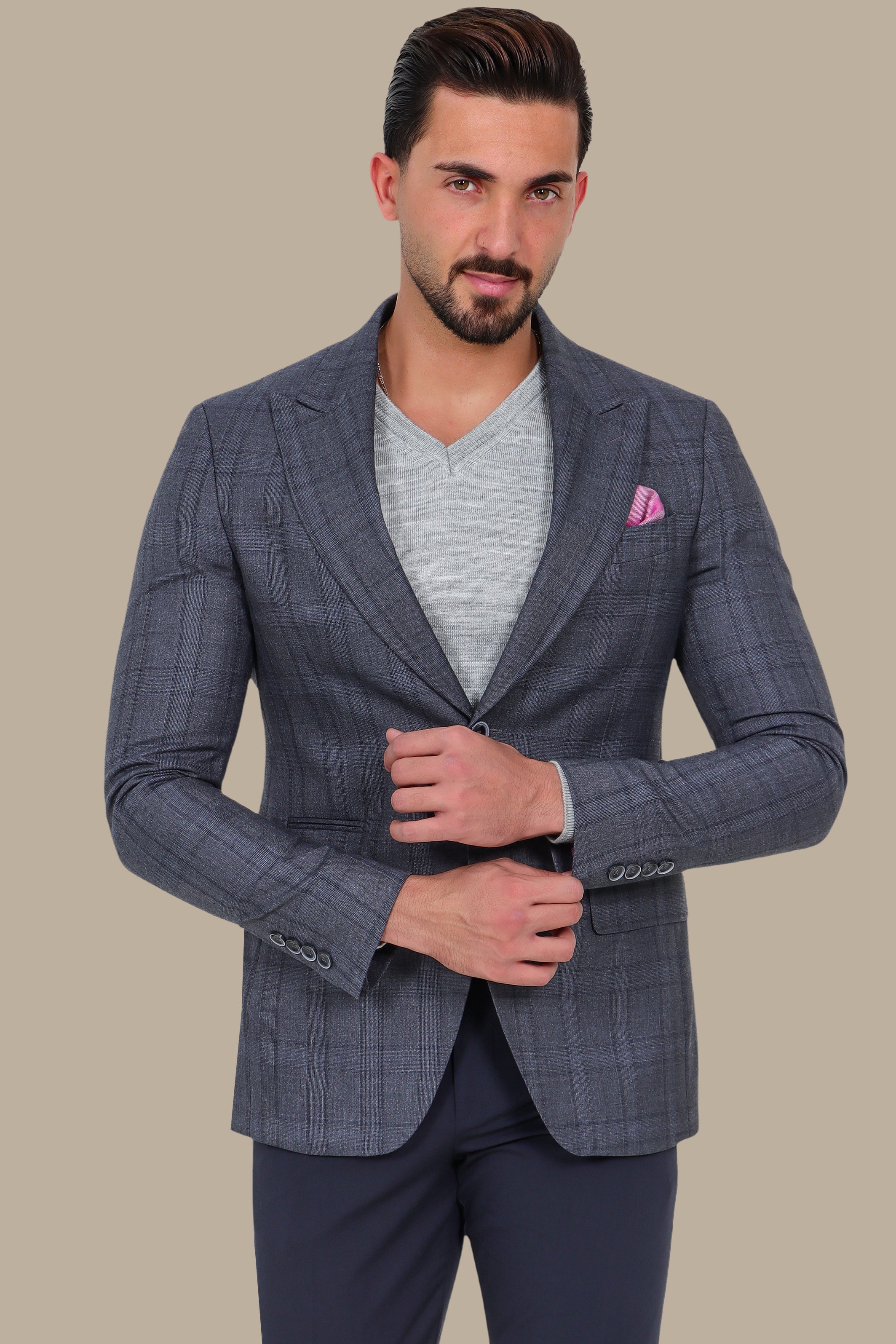 Blazer Checked Peak | Dark Gray
