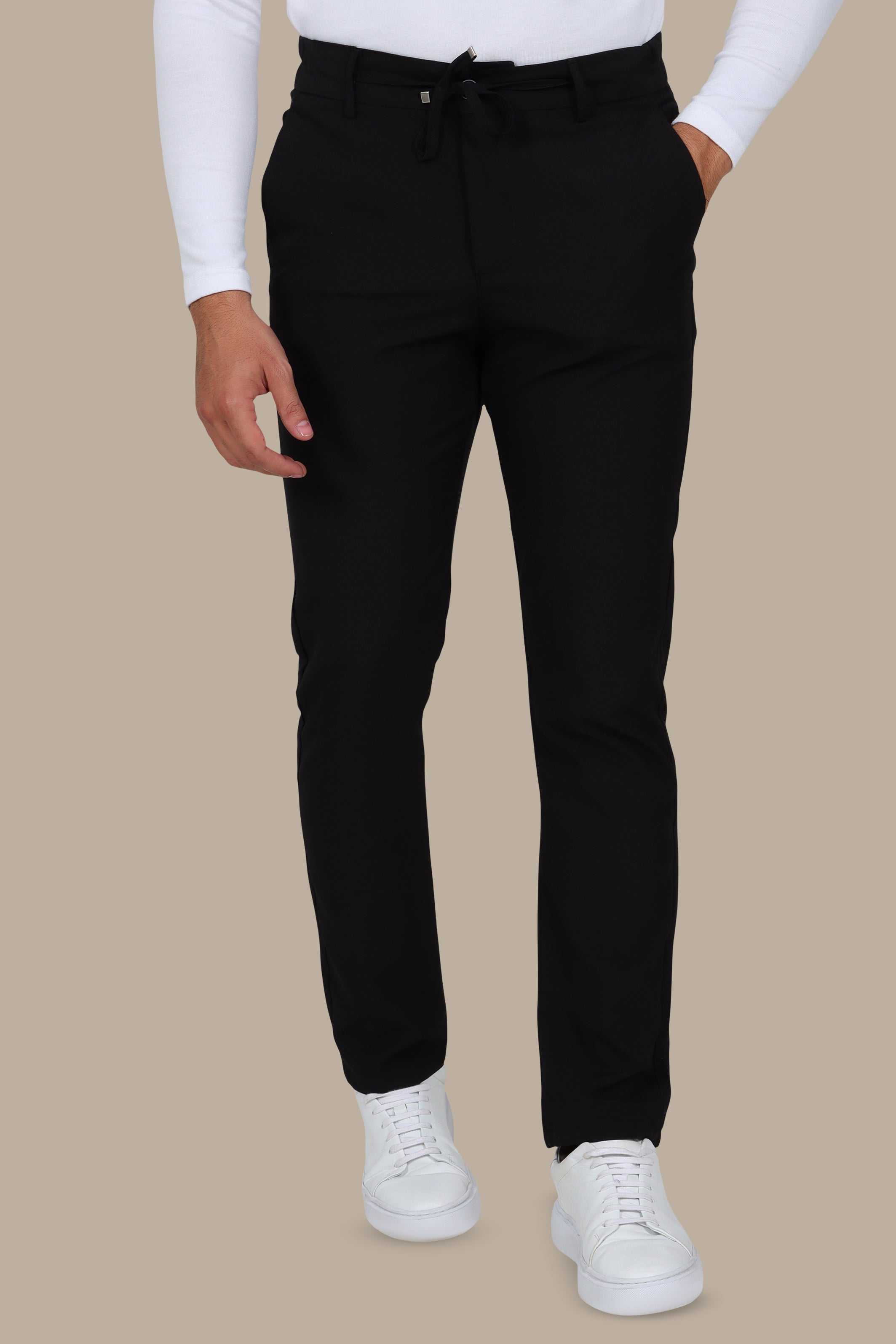 Black Slim Cidem Trousers with Elastic Waist