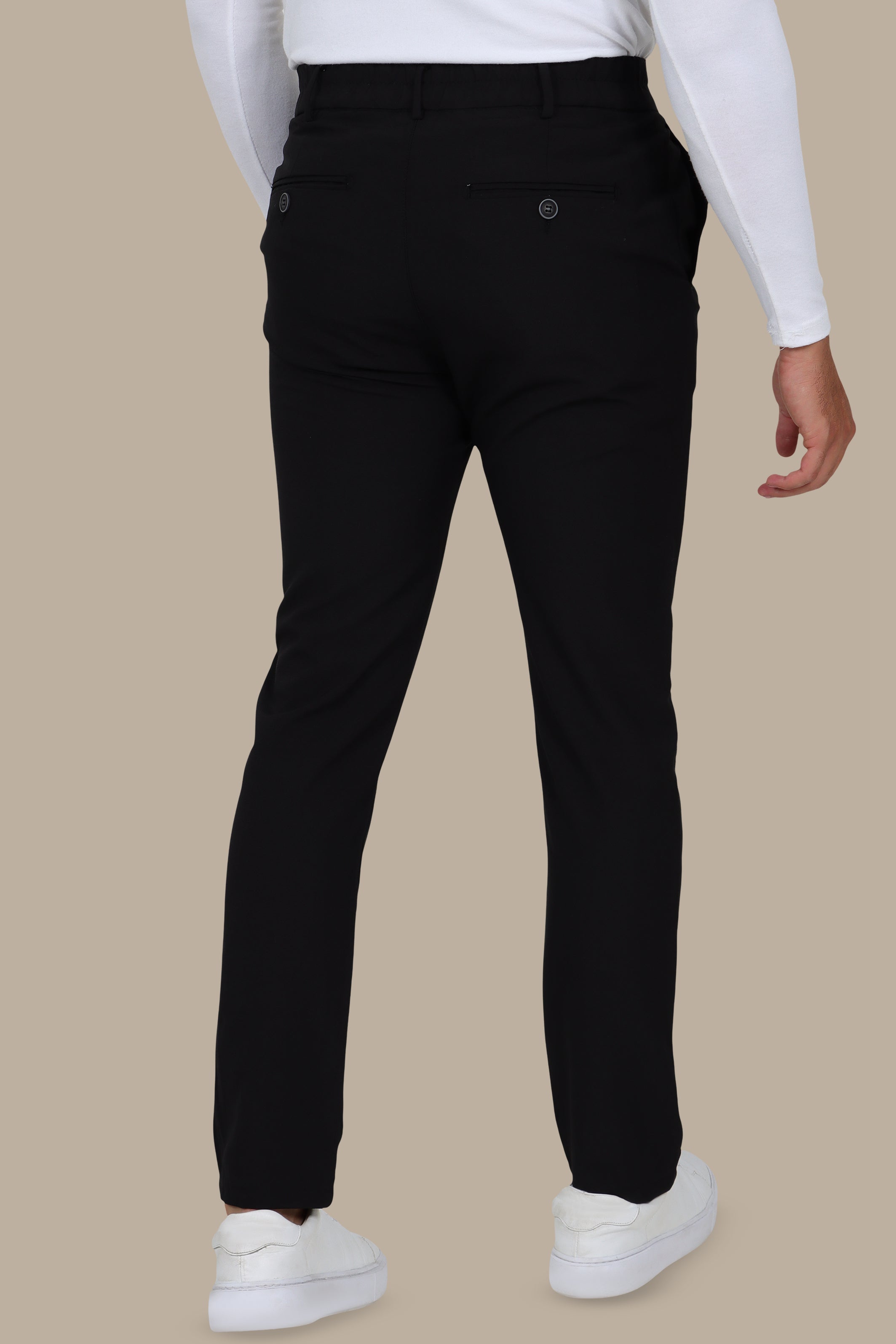 Black Slim Cidem Trousers with Elastic Waist
