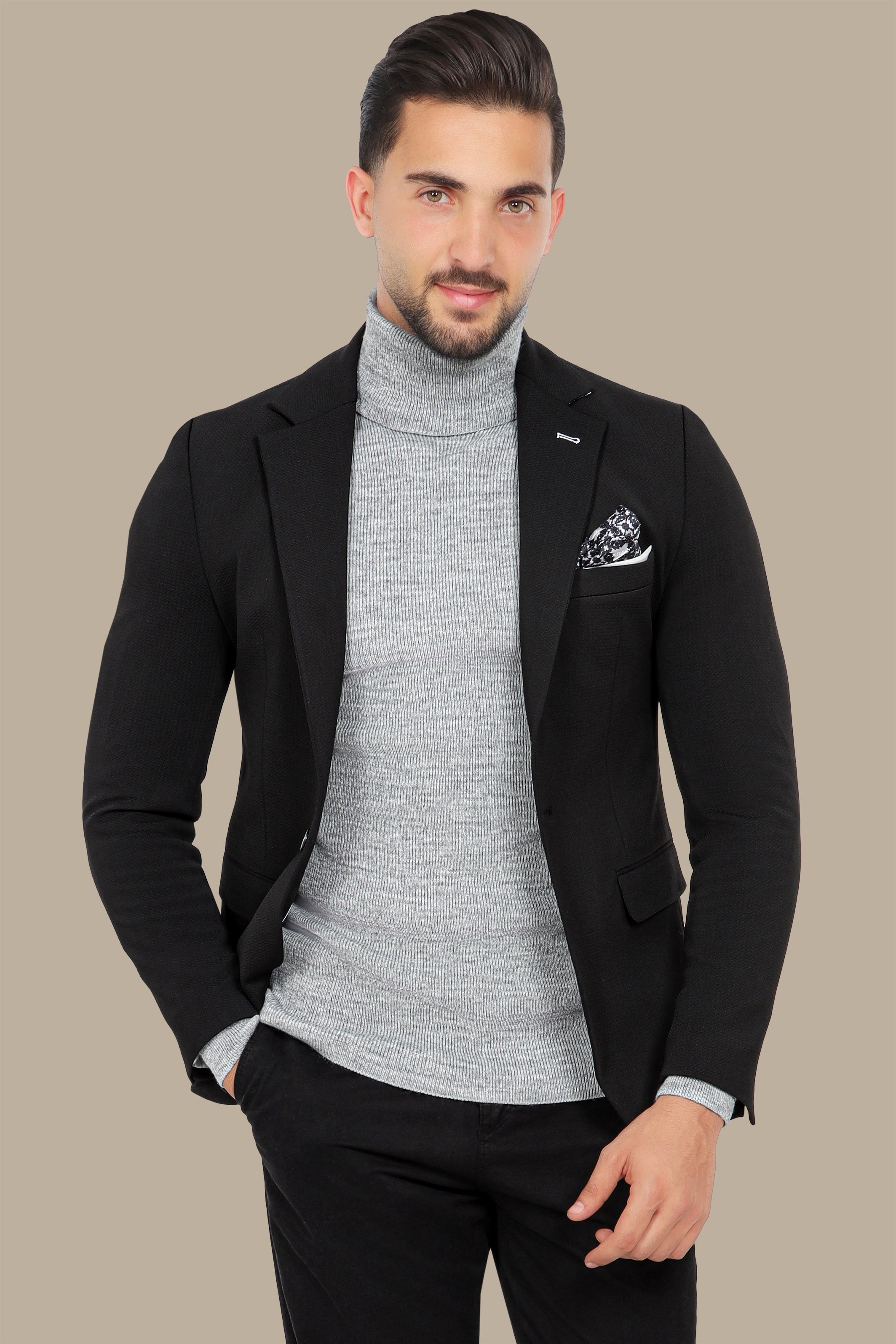 Timeless Elegance: Black Structured Notch Lapel Blazer