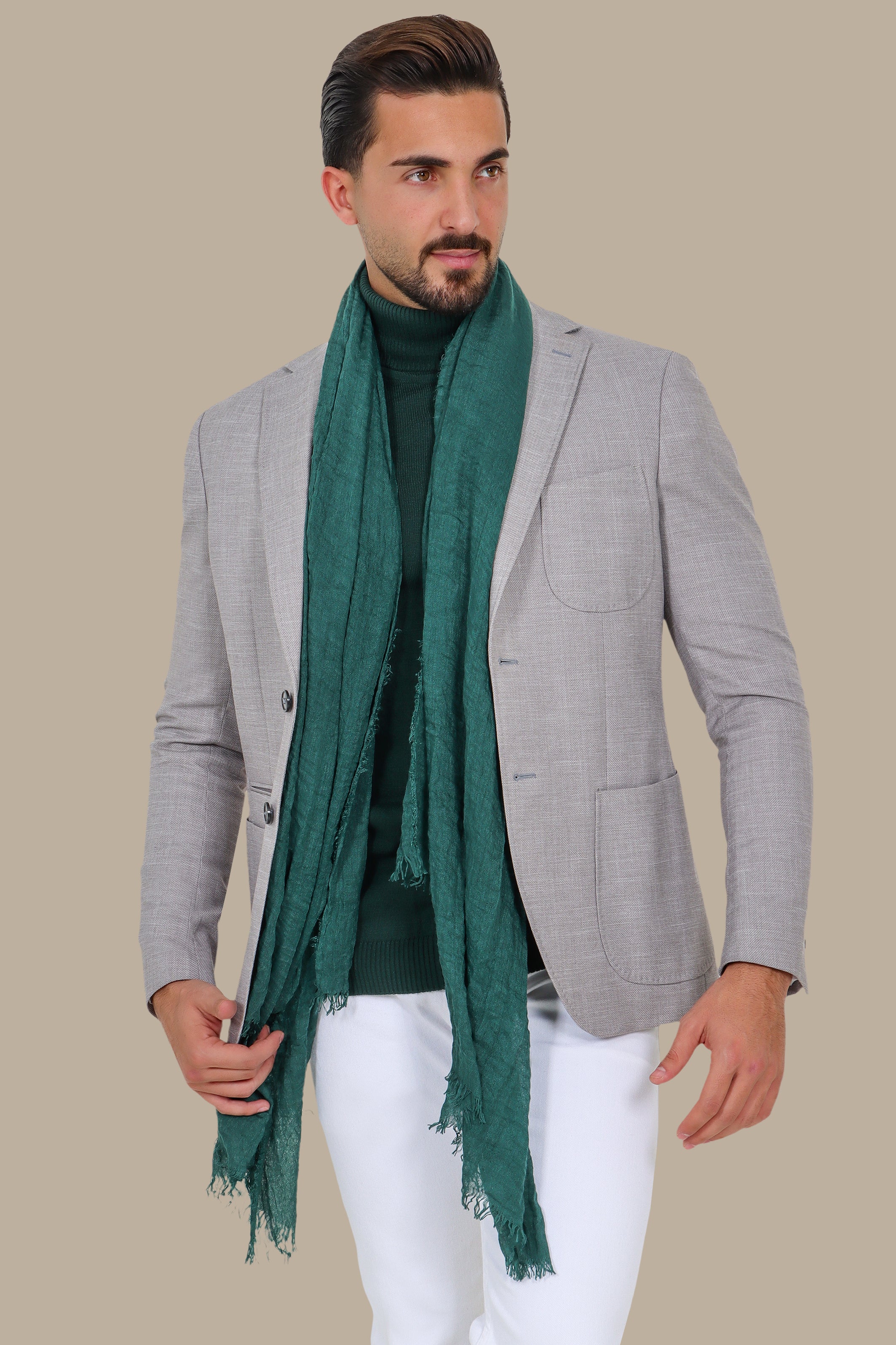 Light Grey Slim Fit Blazer with Up & Down Notch Patch