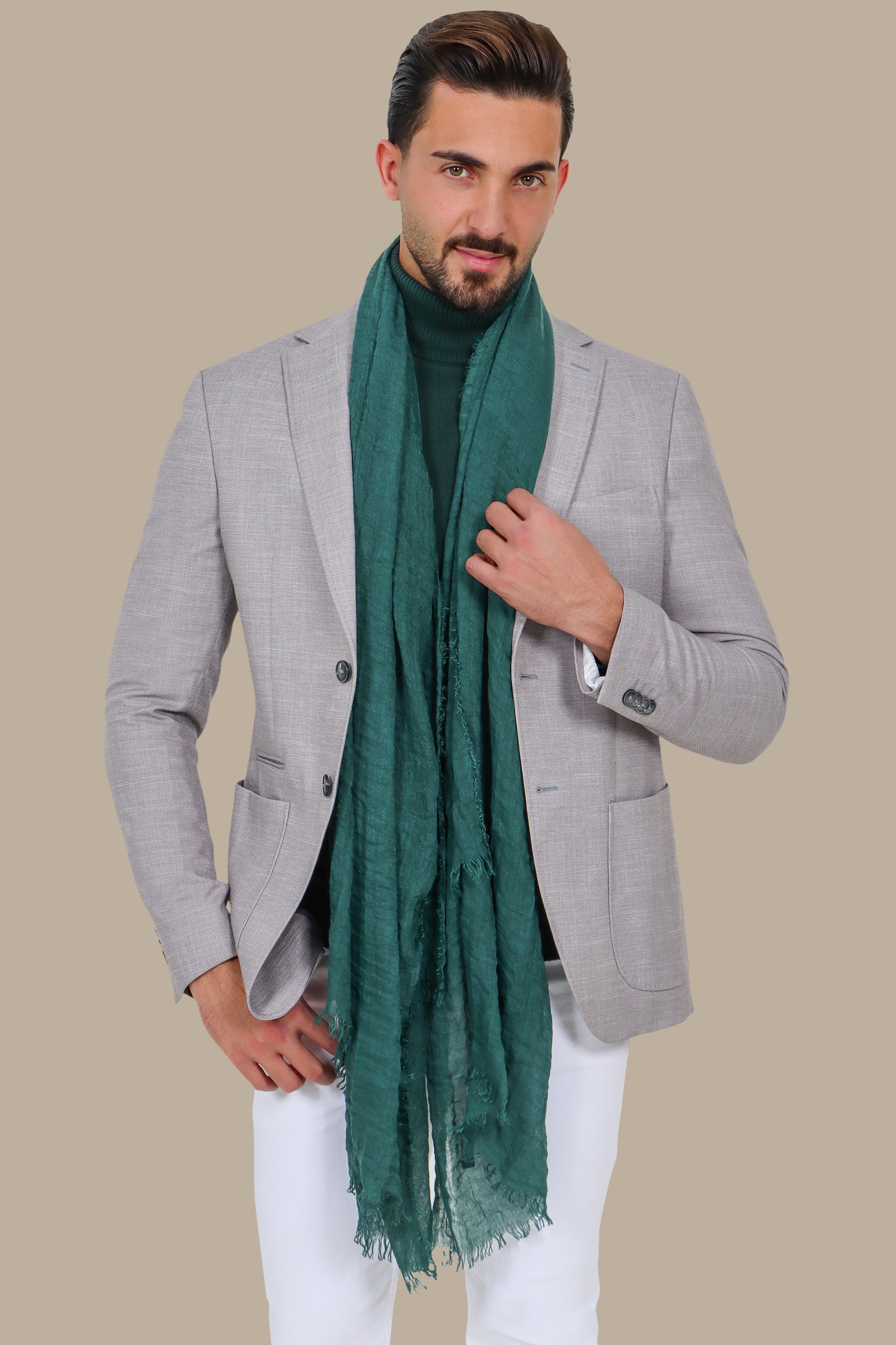 Light Grey Slim Fit Blazer with Up & Down Notch Patch