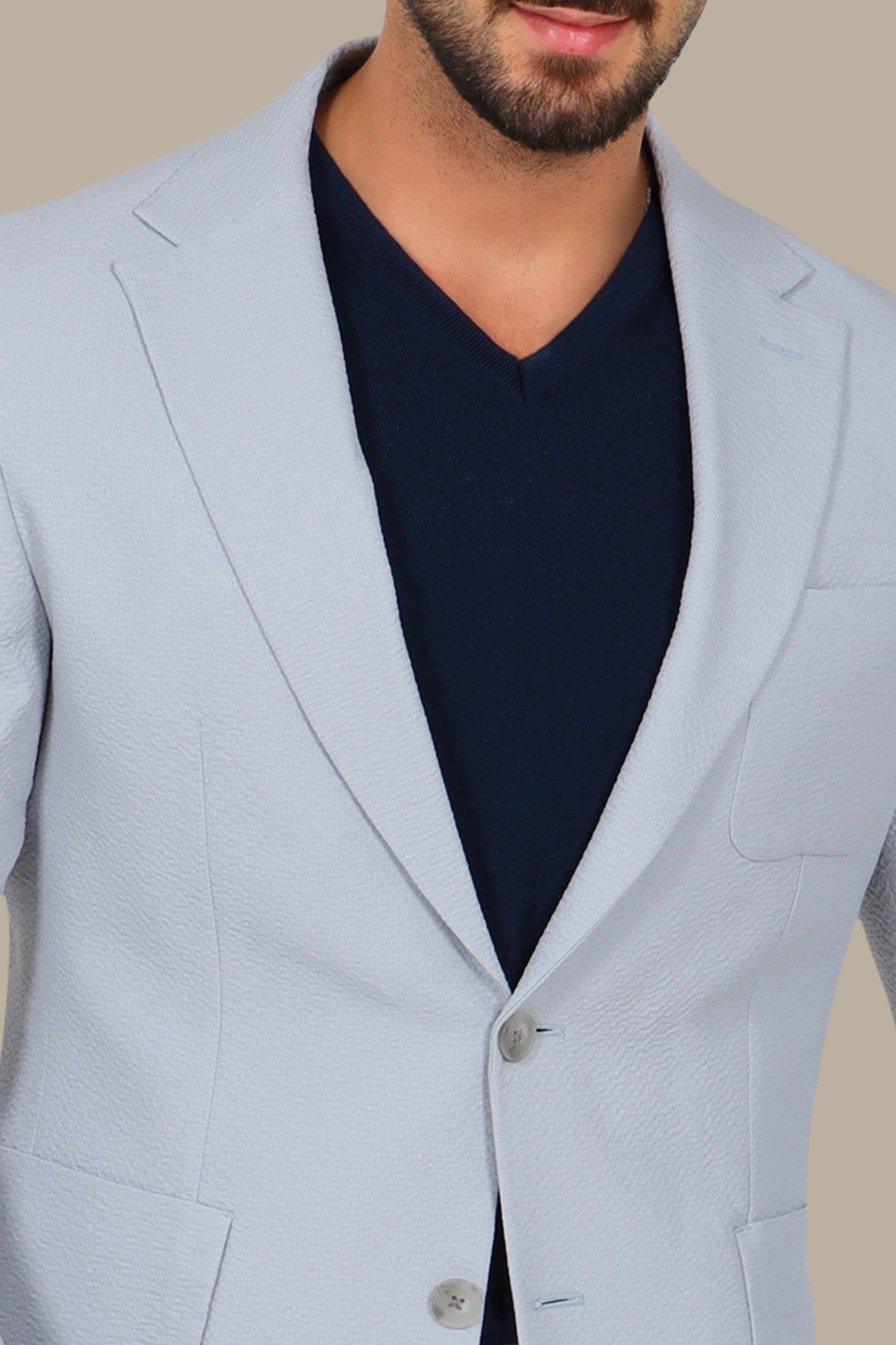 Light Grey Travel Suit with Notch Lapel – 2 Pieces