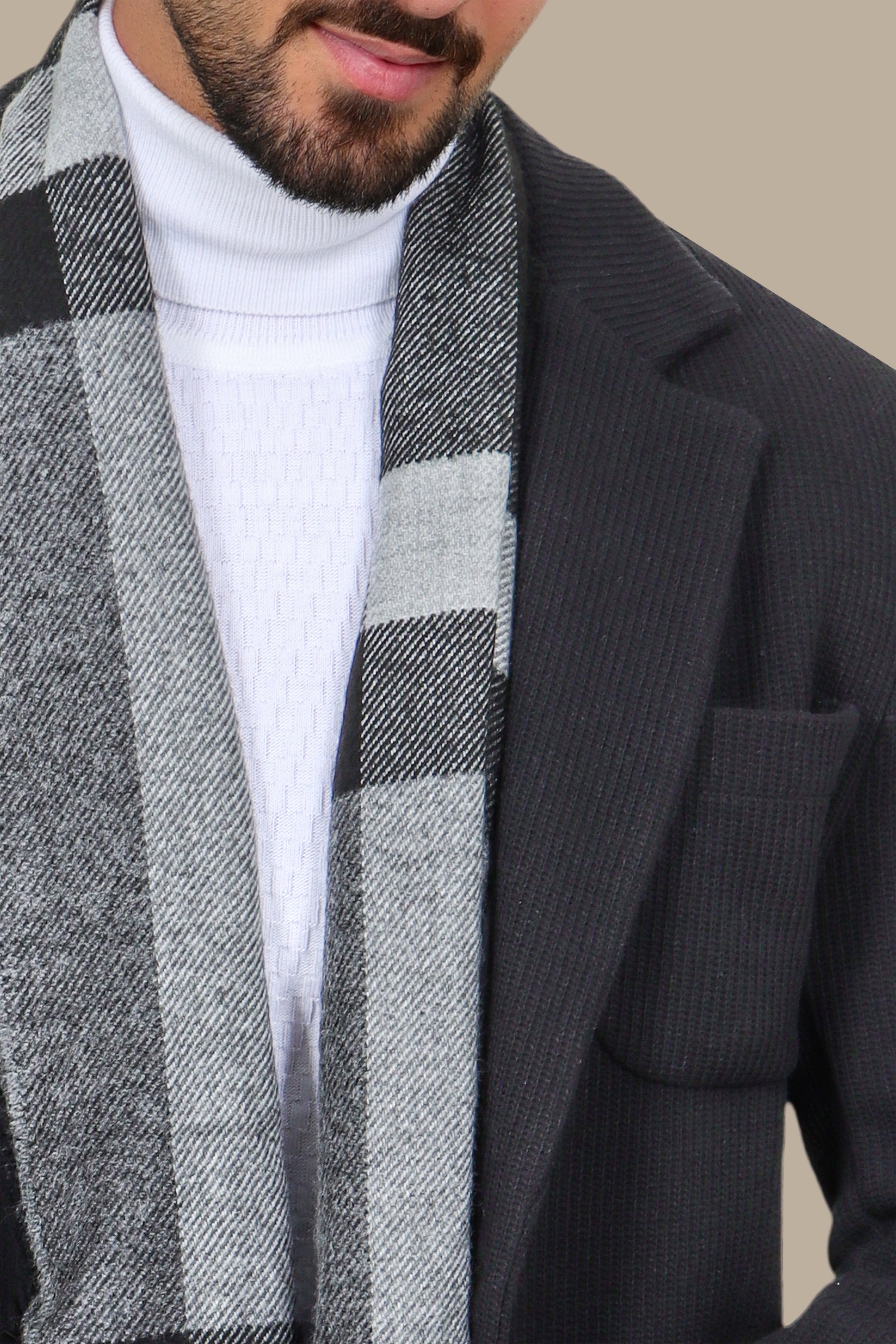 Black Cotton Mercerized Blazer with Notch Lapel