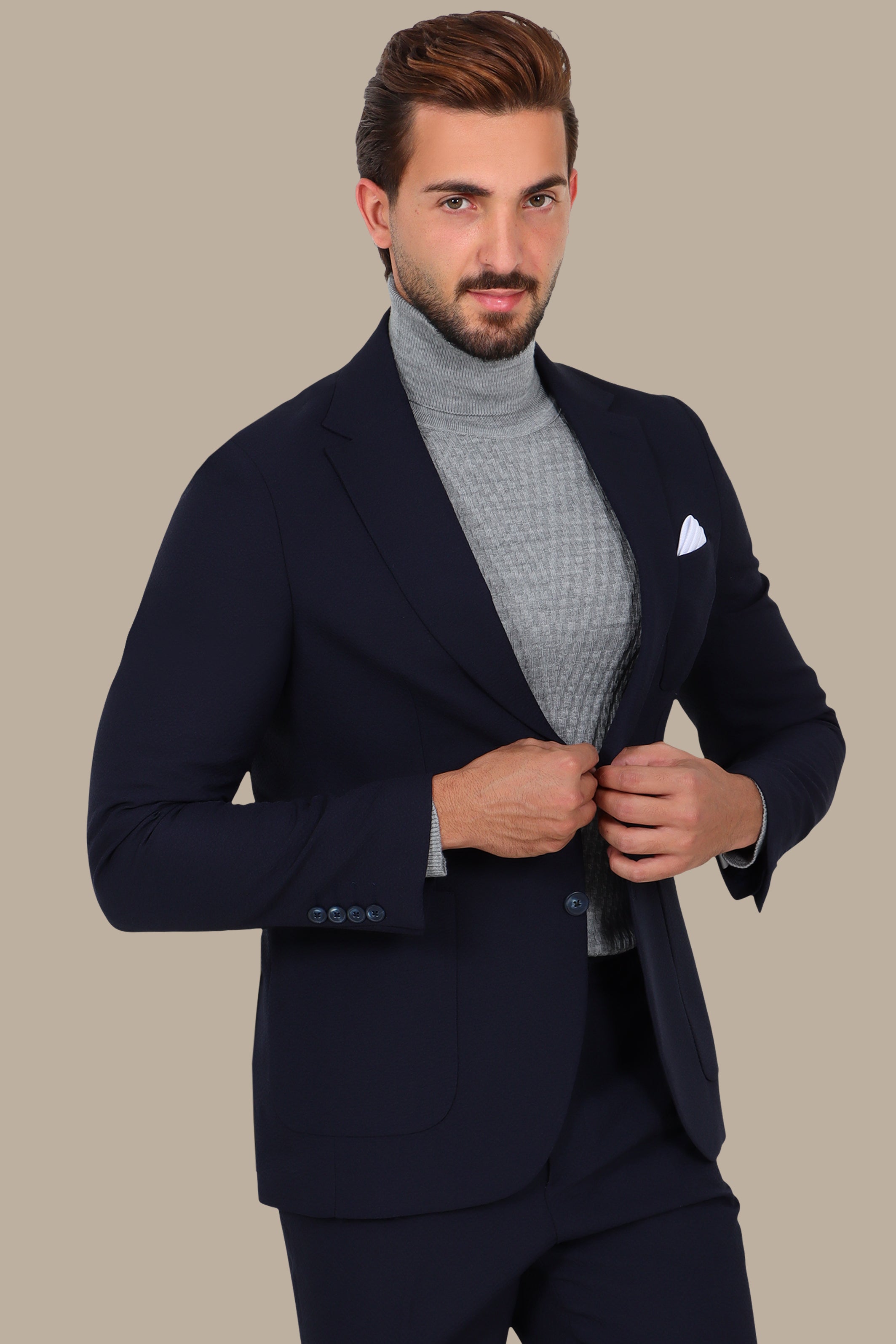 Navy 2-Piece Travel Notch Lapel Suit
