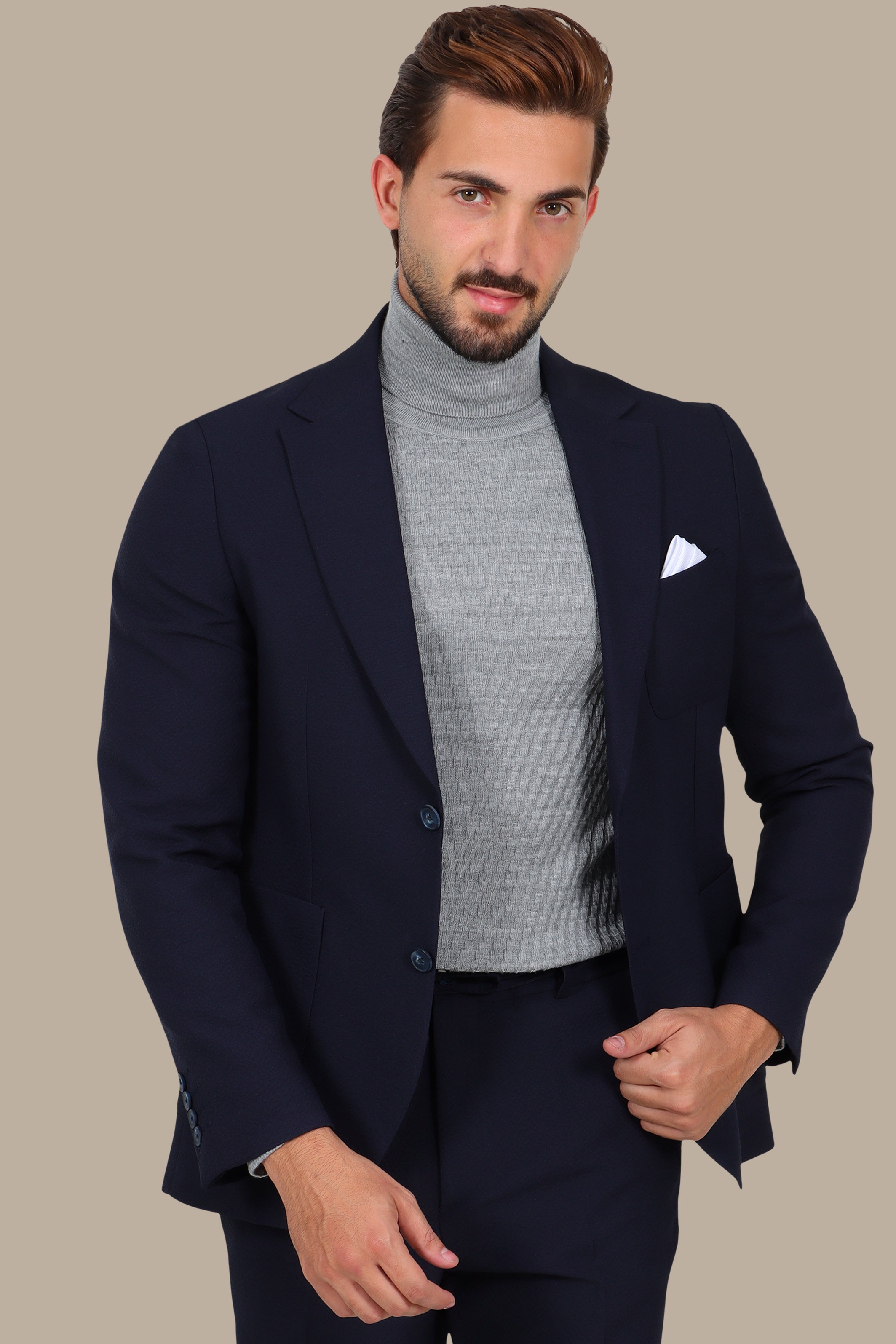 Navy 2-Piece Travel Notch Lapel Suit