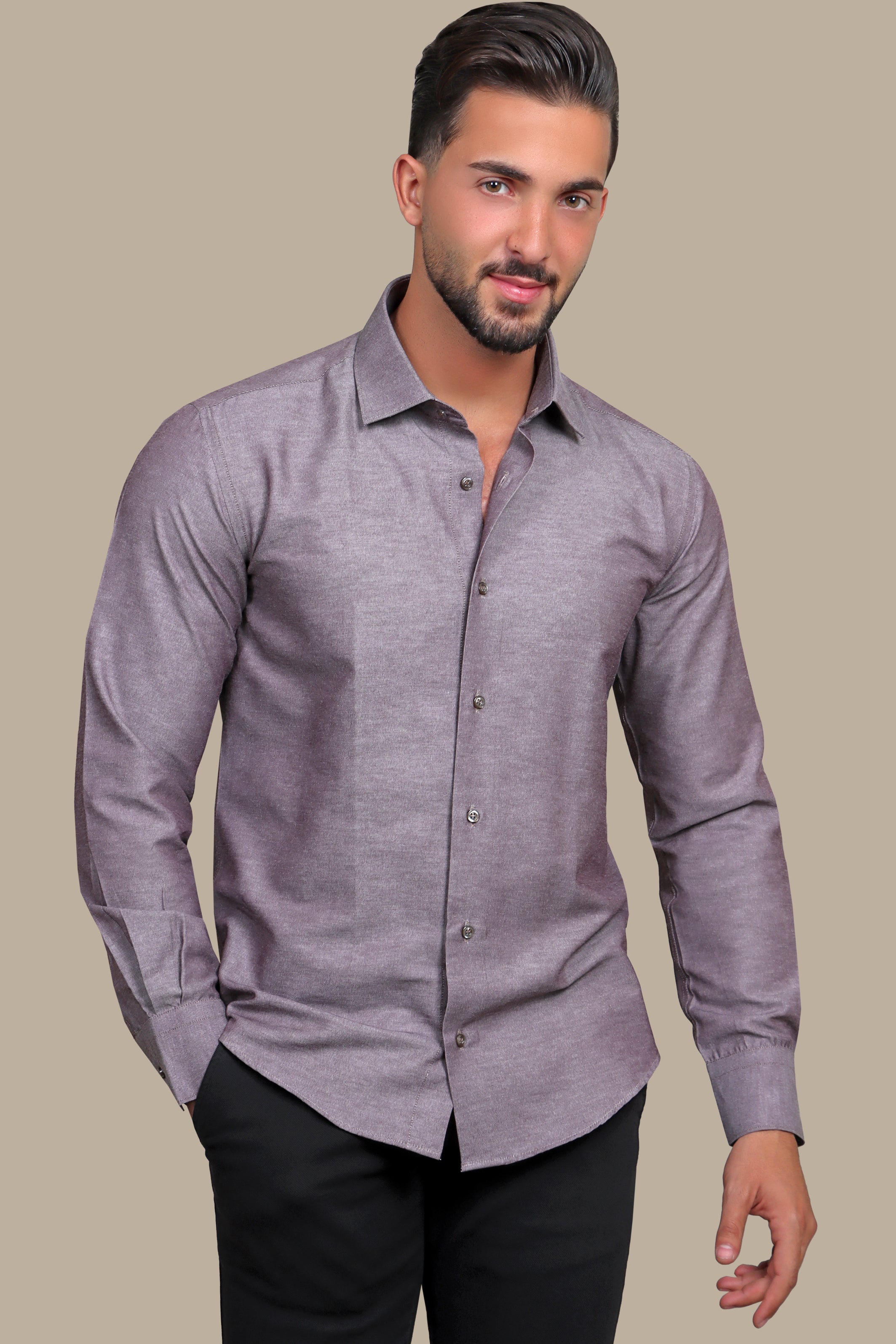Shirt Chambray Slim Fit | Brown