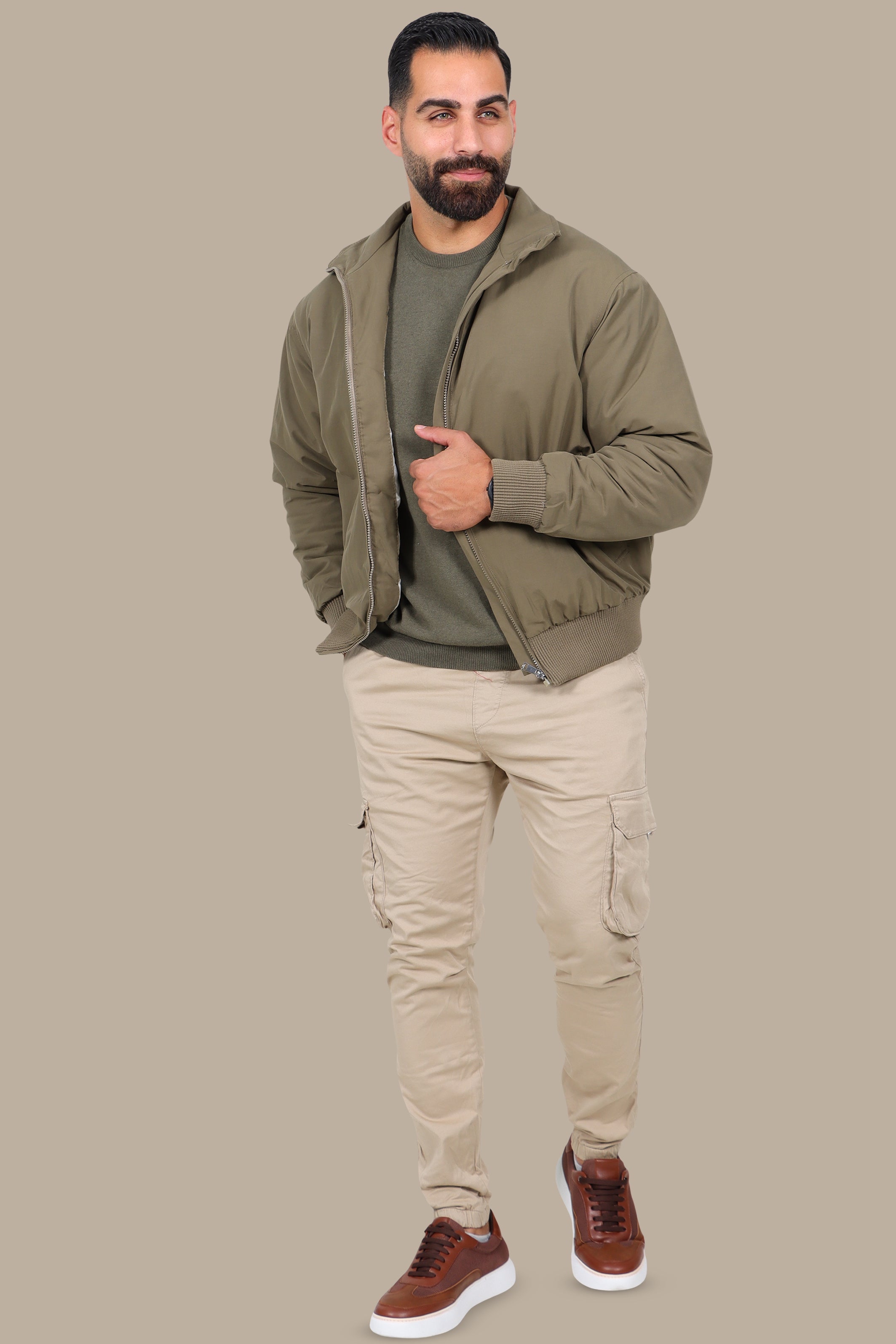 Khaki Oversized Short-Cut Jacket