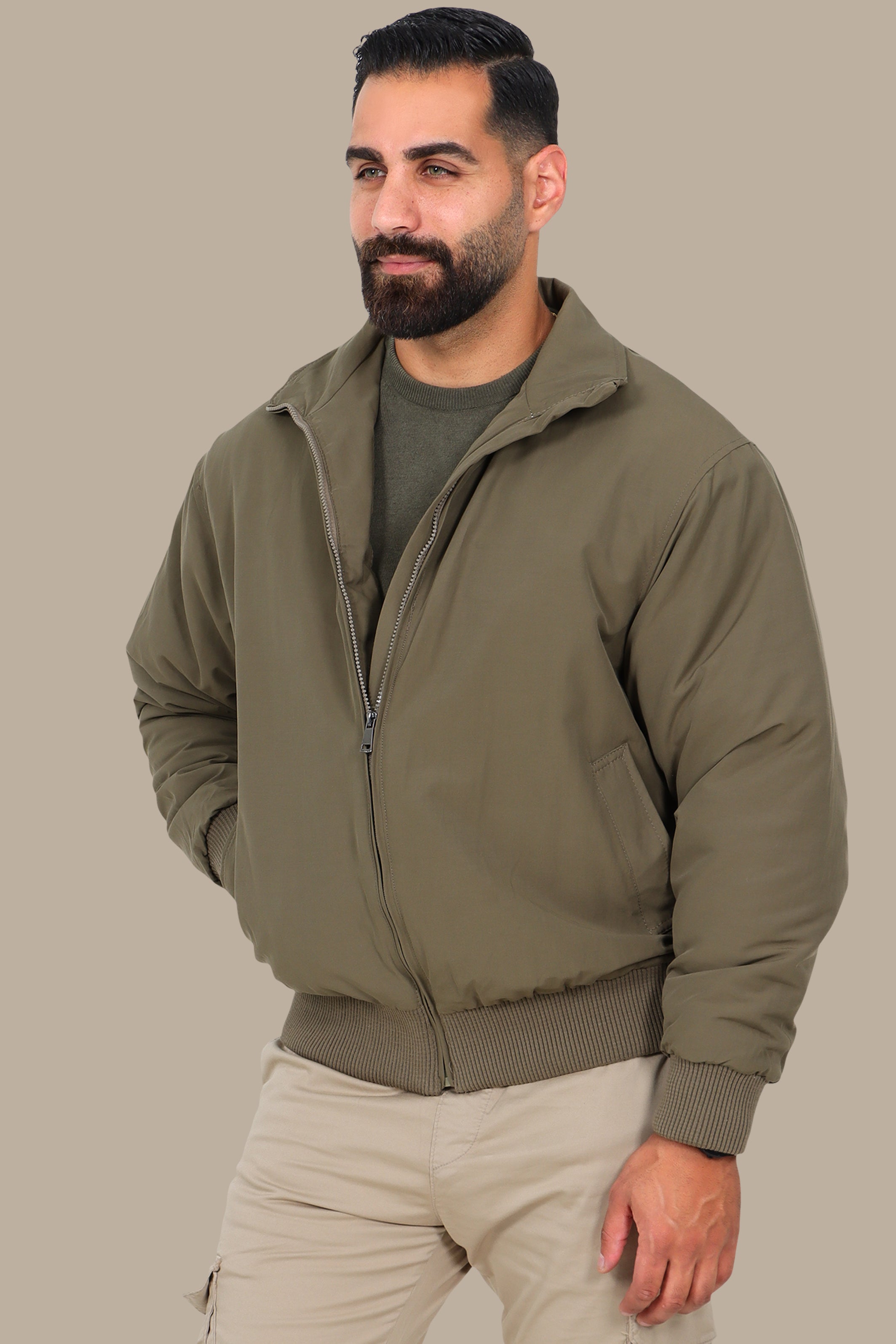 Khaki Oversized Short-Cut Jacket