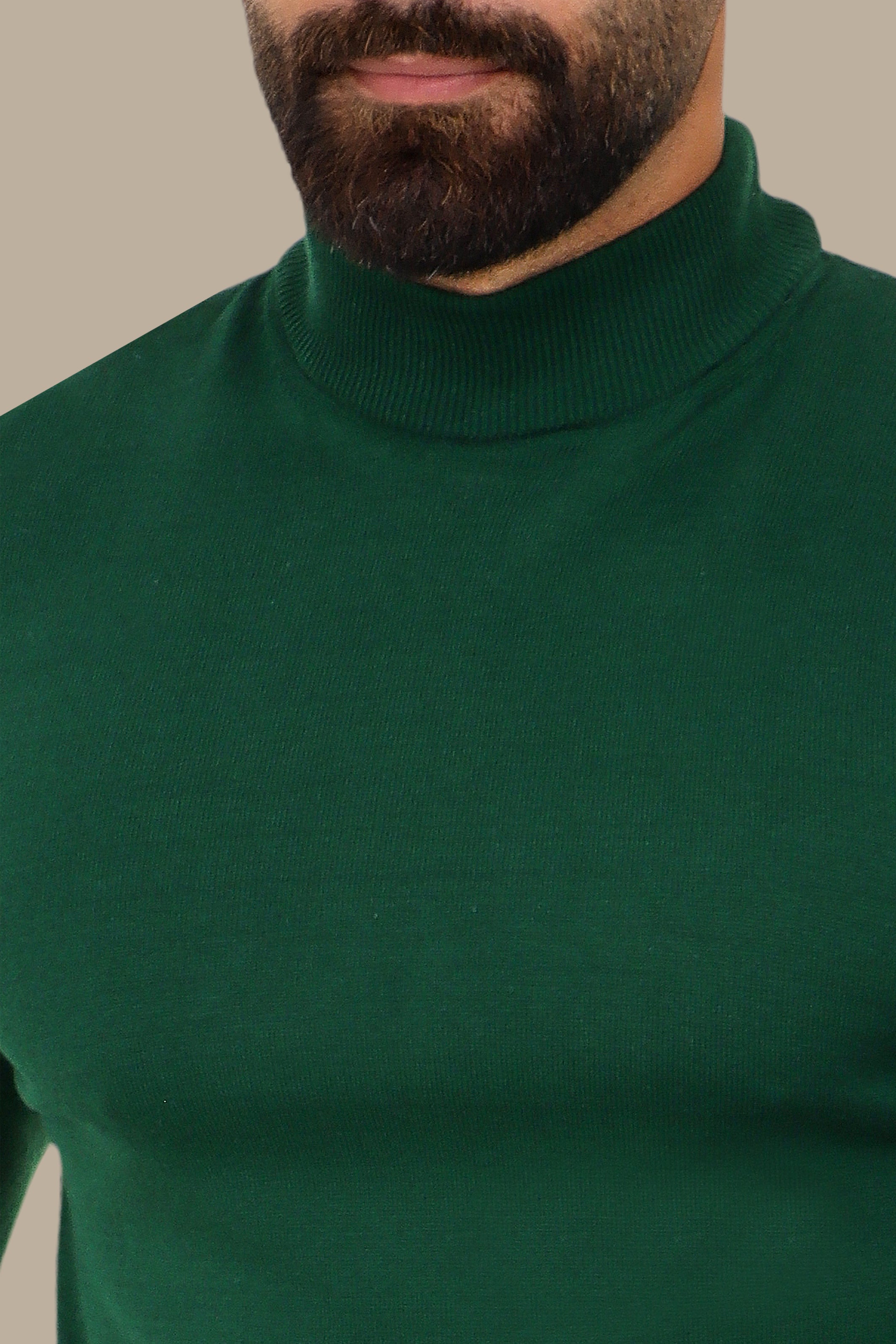 High-Neck Basic Sweater in Green