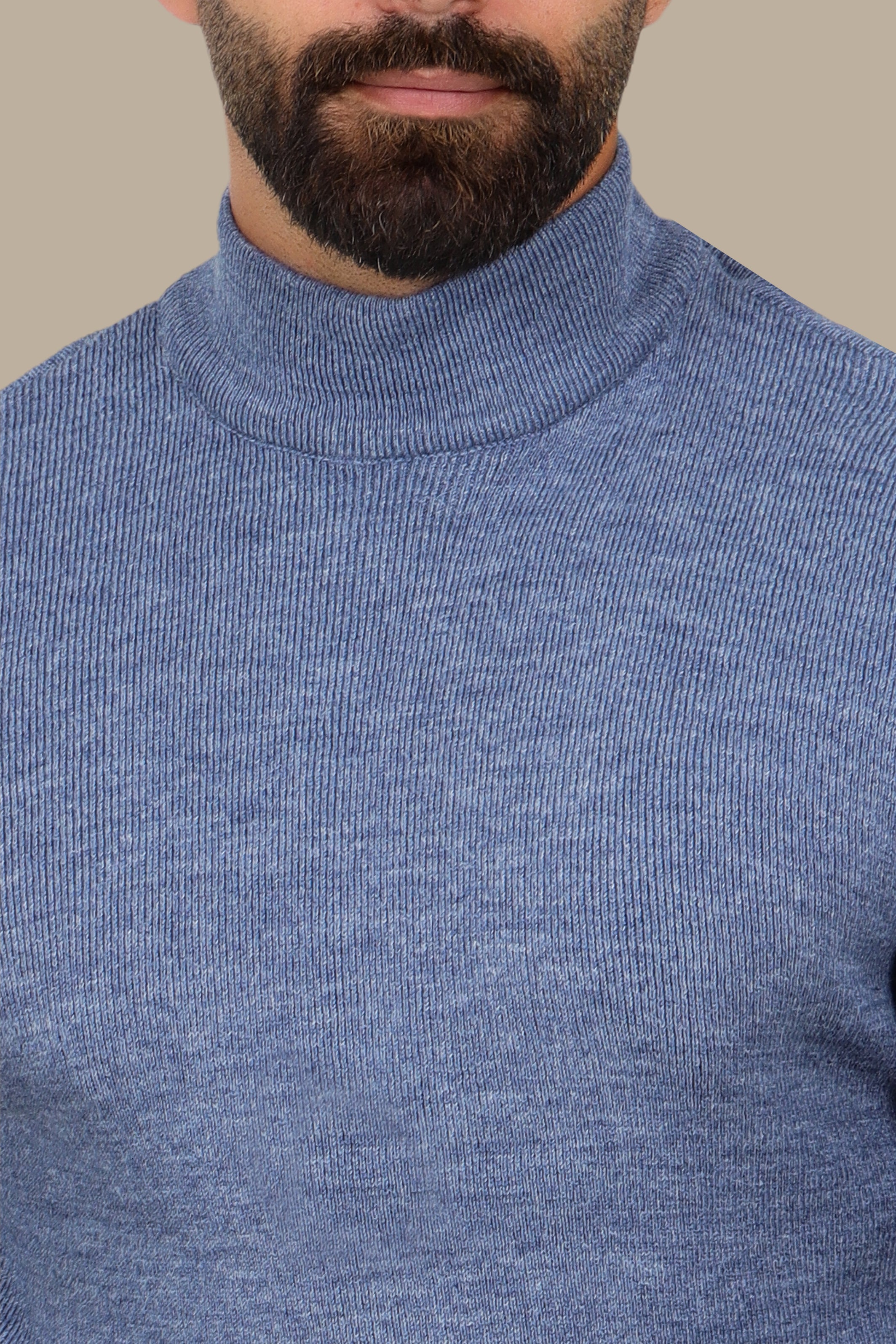 High-Neck Basic Sweater in Blue