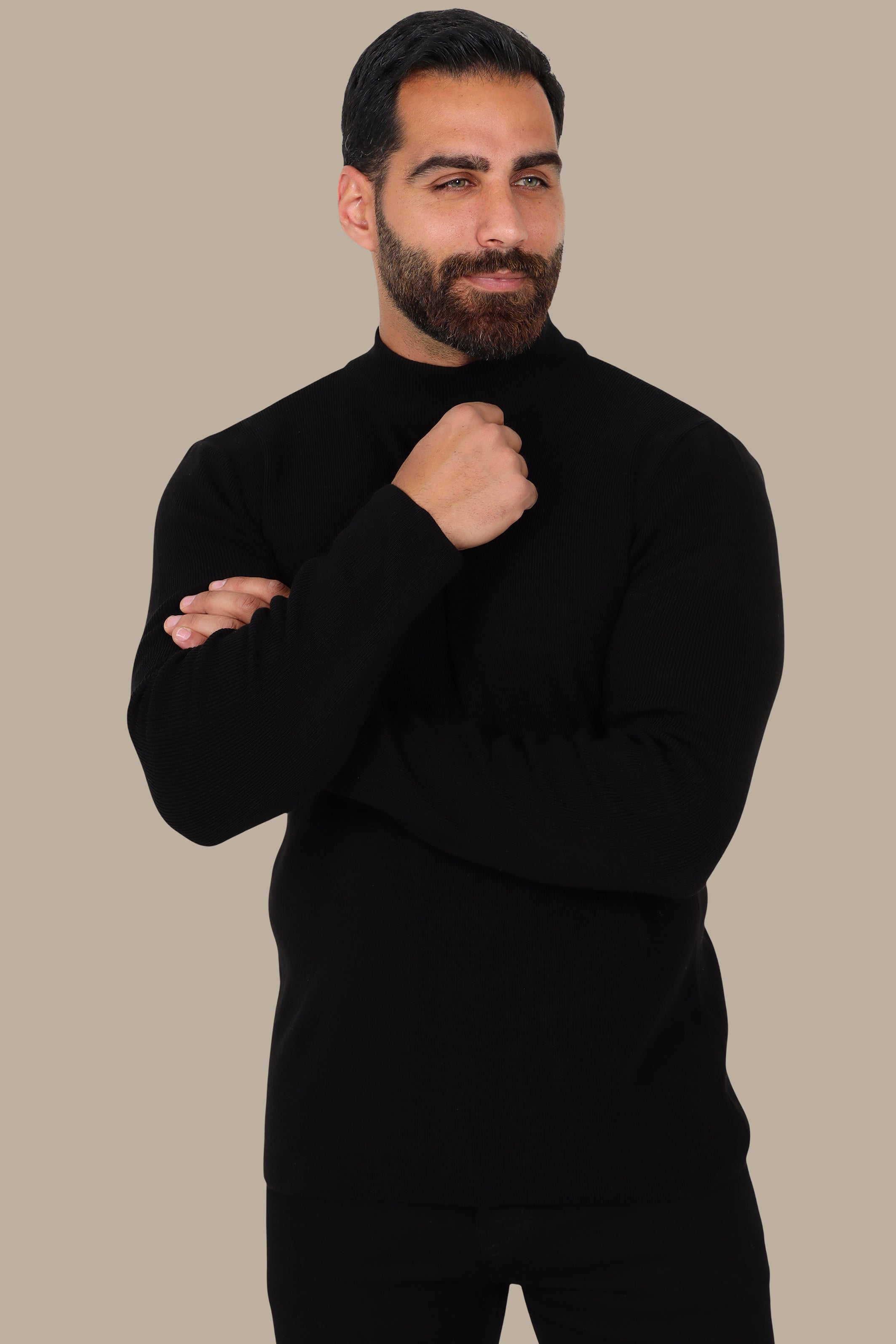 Black High Neck Basic Sweater