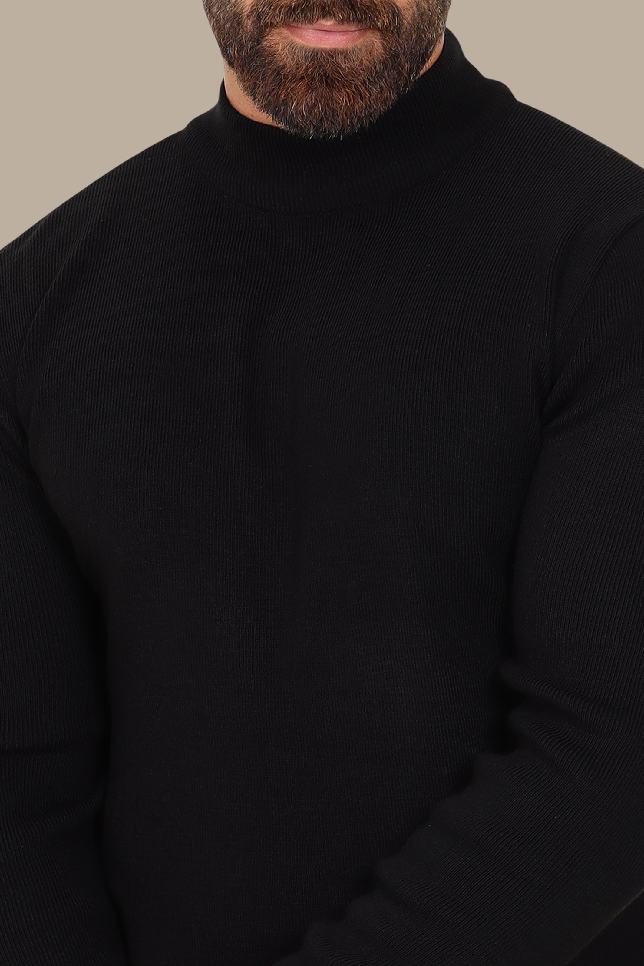 Black High Neck Basic Sweater