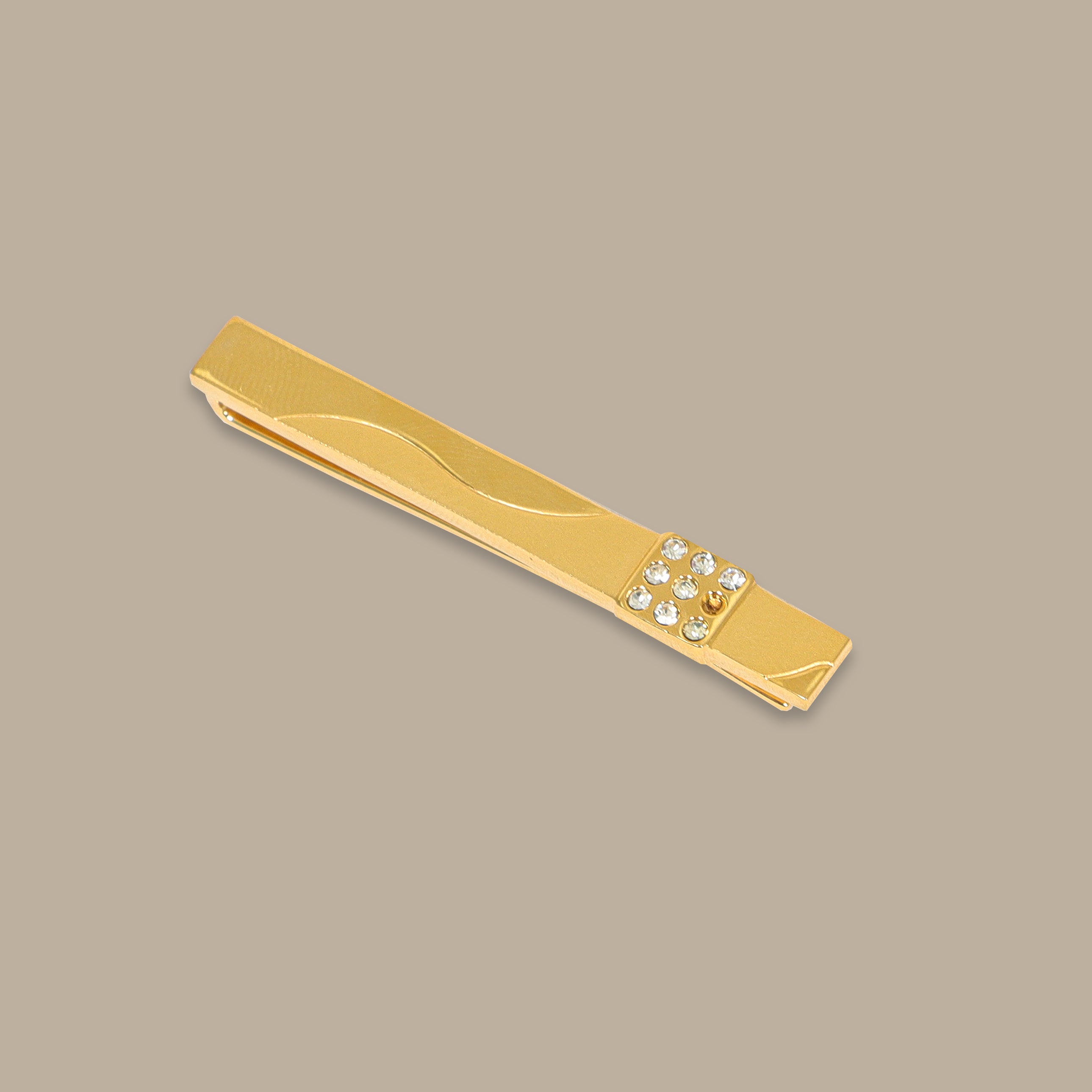 Gold Tie Clip with 9 Strass Stones