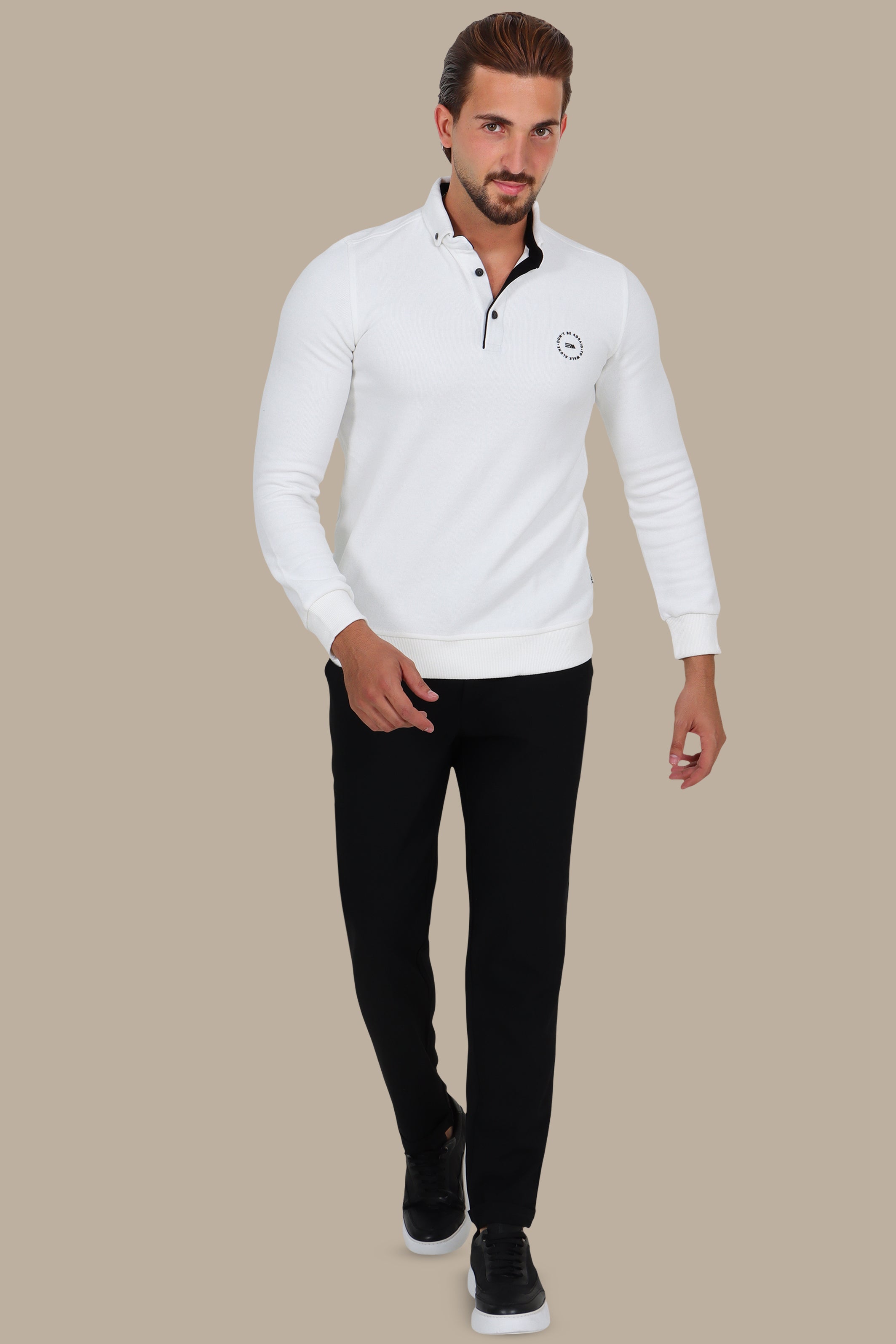 Sleek Elegance: White Velvet Polo