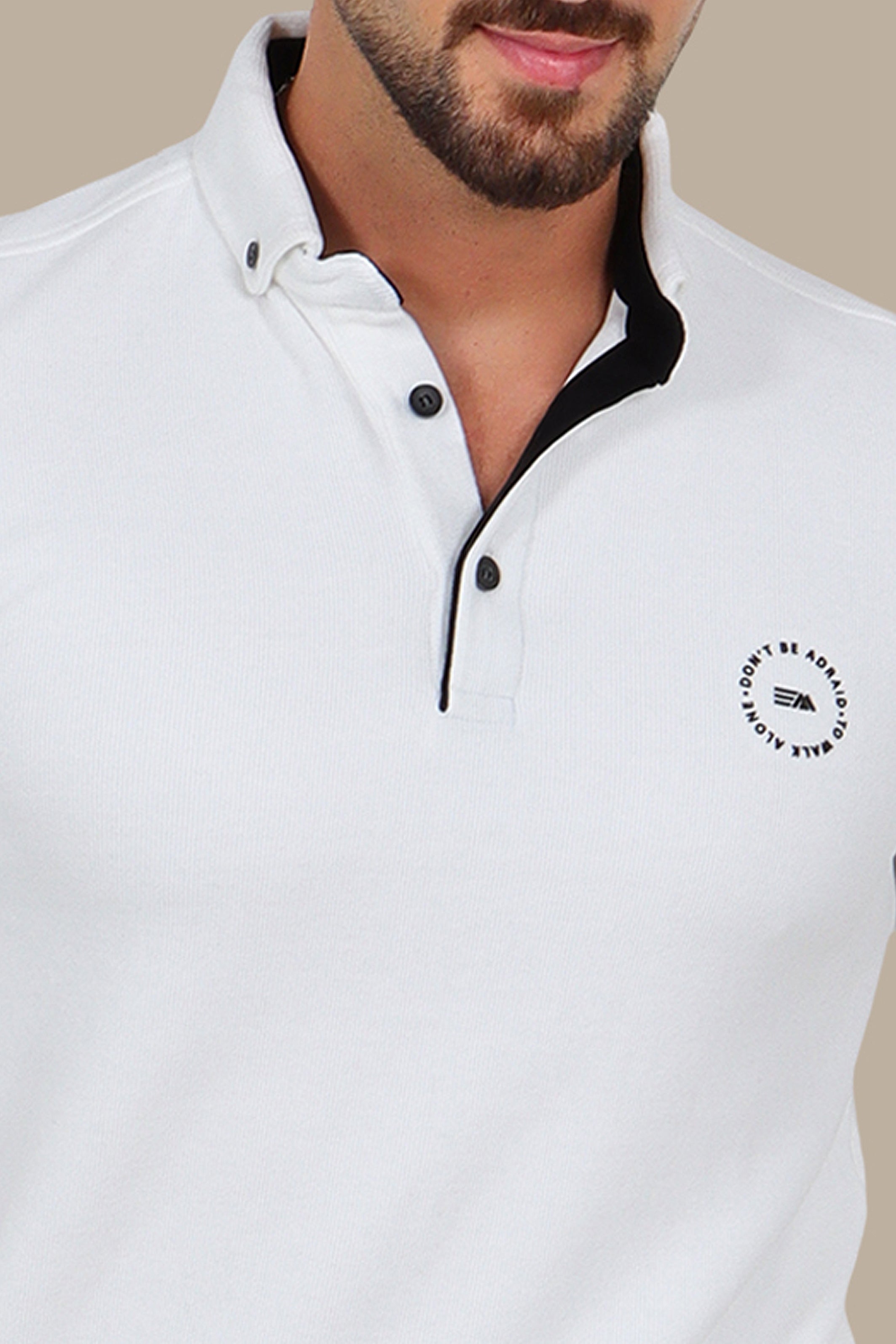 Sleek Elegance: White Velvet Polo