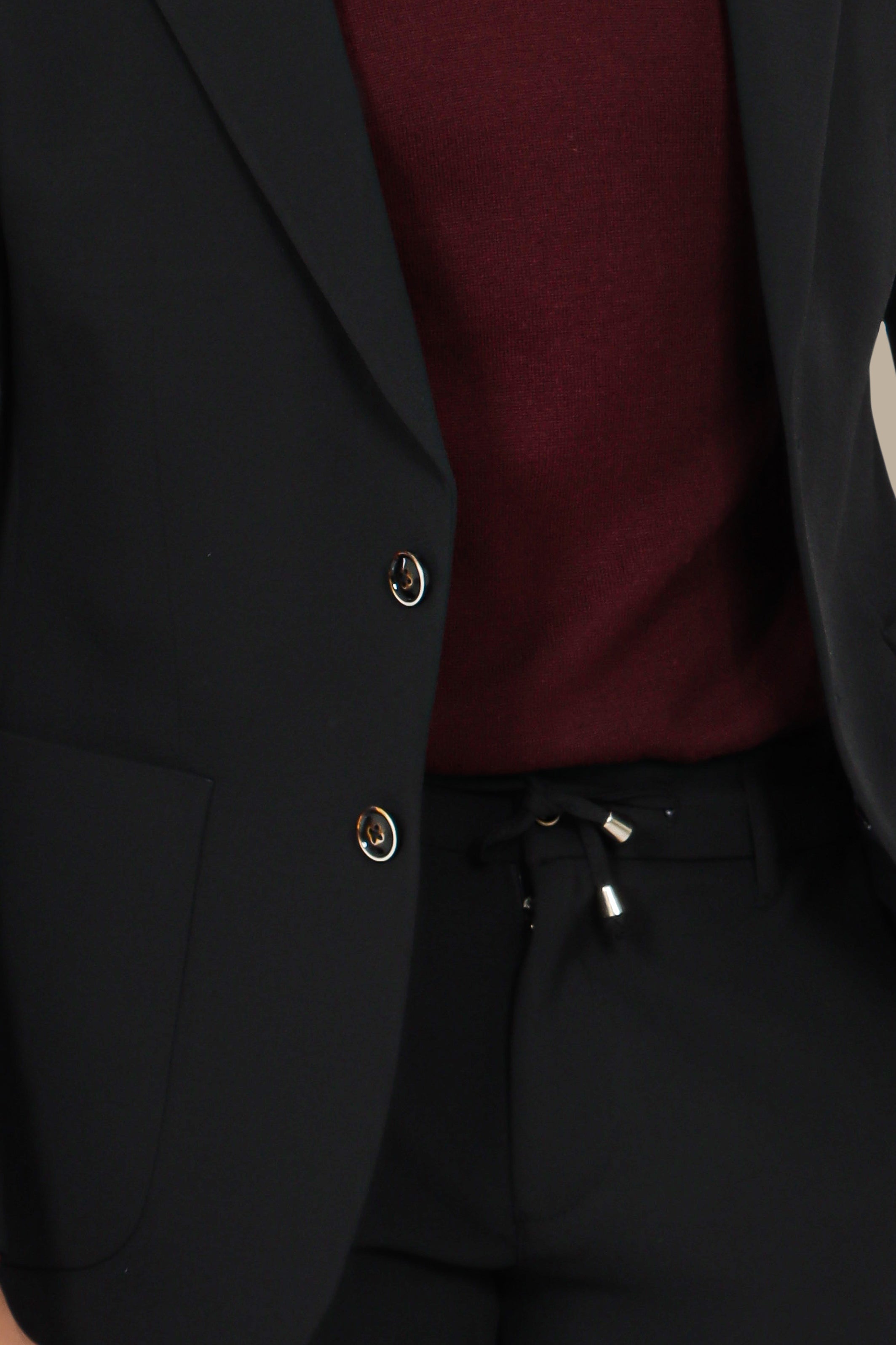 Black Travel Suit 2-Piece with Peak Lapel and Patch Pockets
