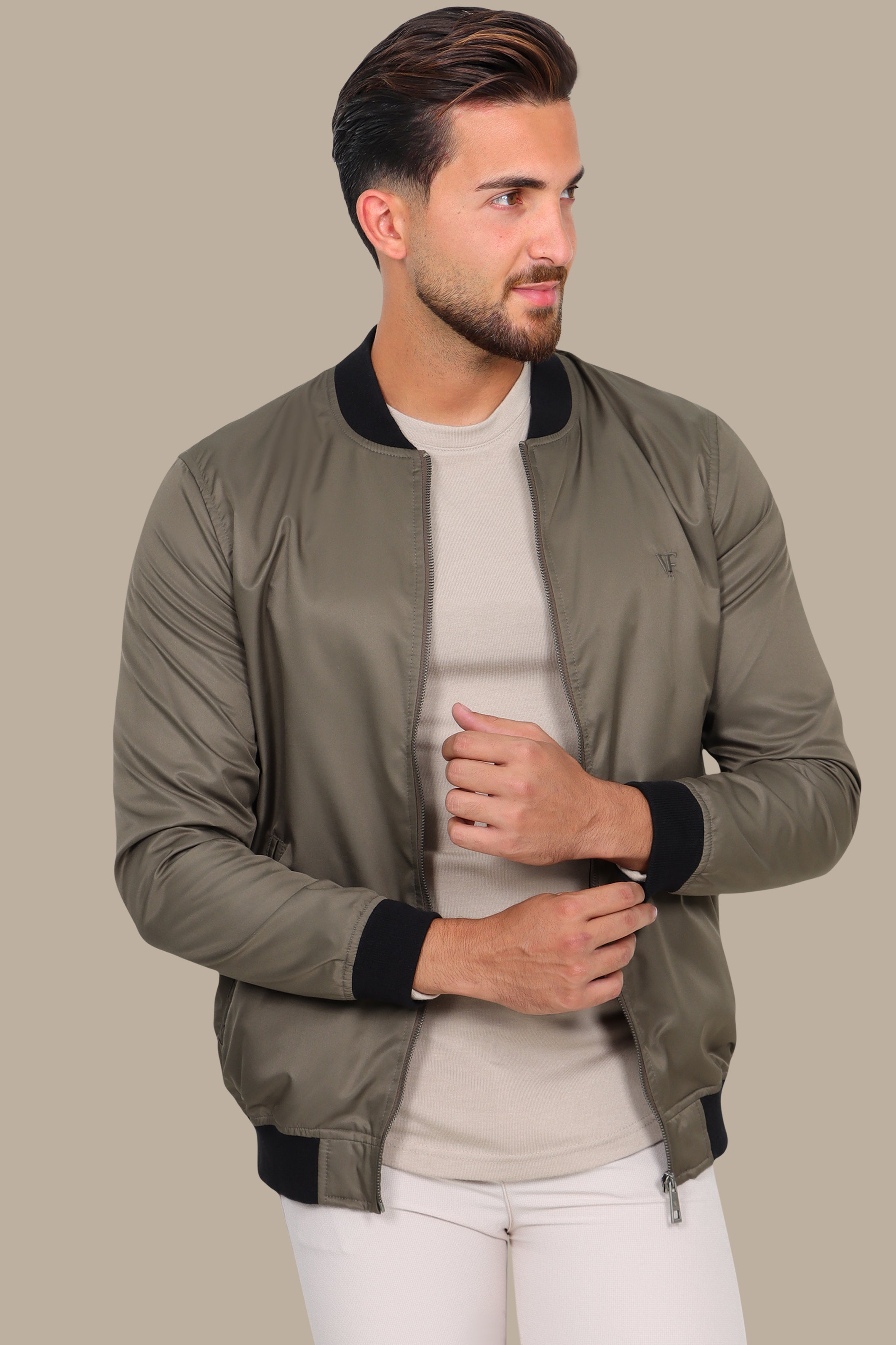 Nature's Shield: Olive Green Waterproof Blouson Jacket