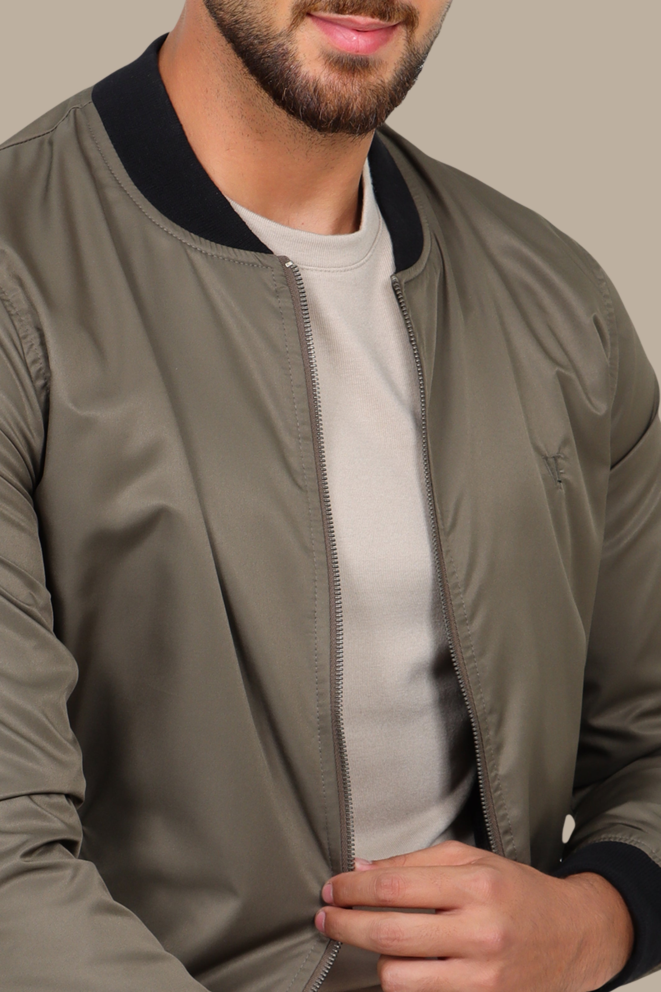 Nature's Shield: Olive Green Waterproof Blouson Jacket