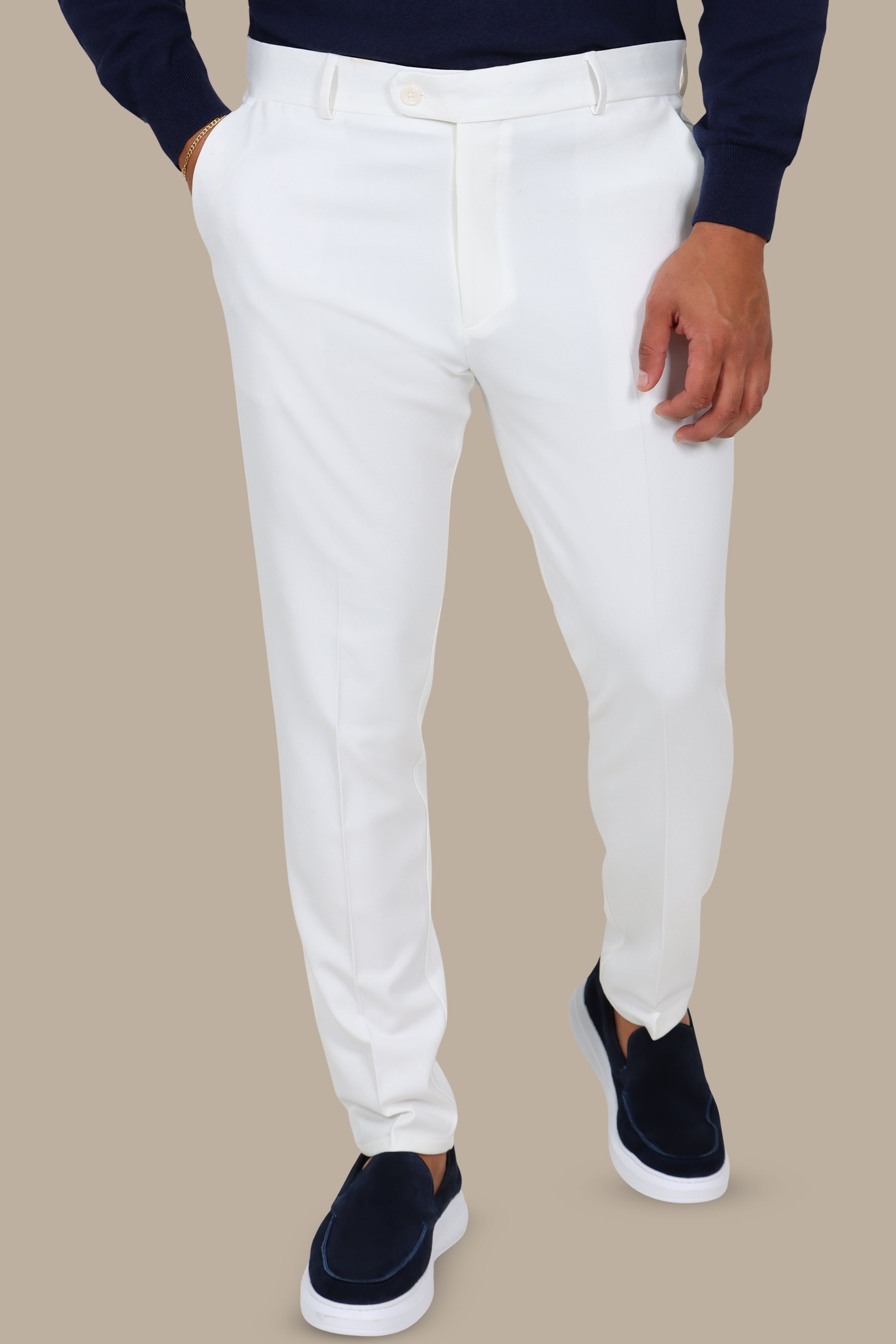 Classic Slim Fit Pants in White