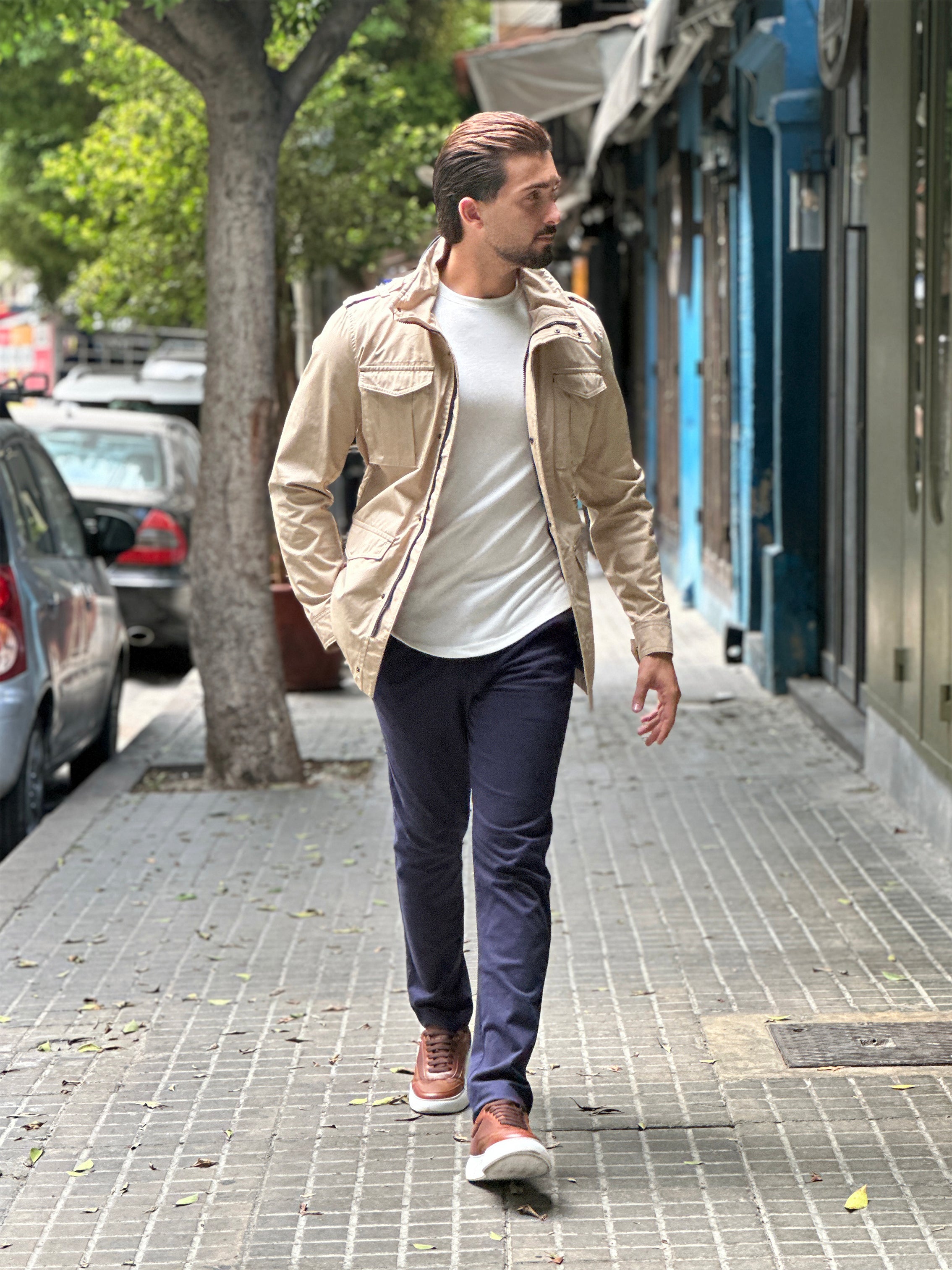 Beige Safari Expedition Jacket: Journey in Style