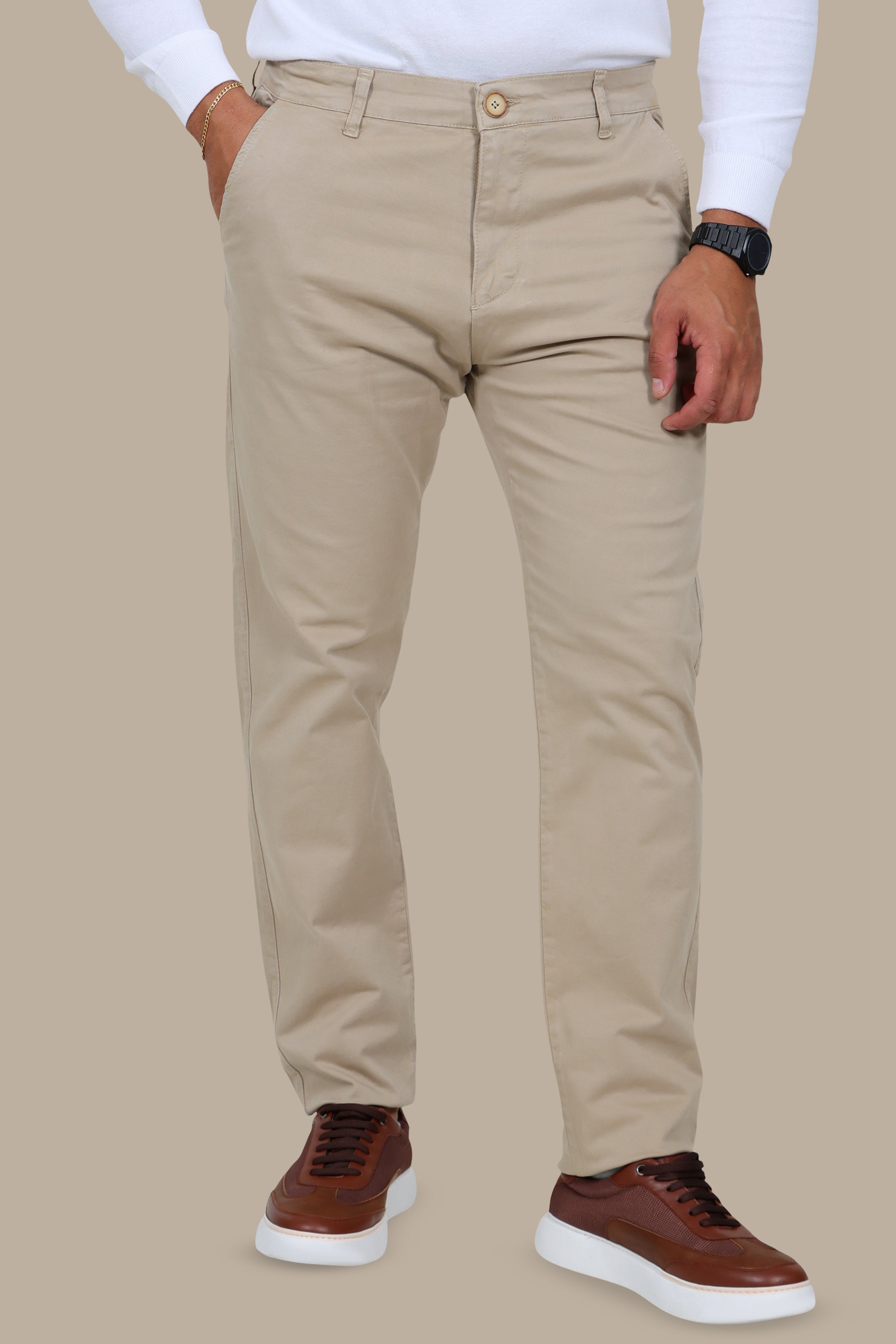 Light Beige Regular-Fit Chino (Big Size)