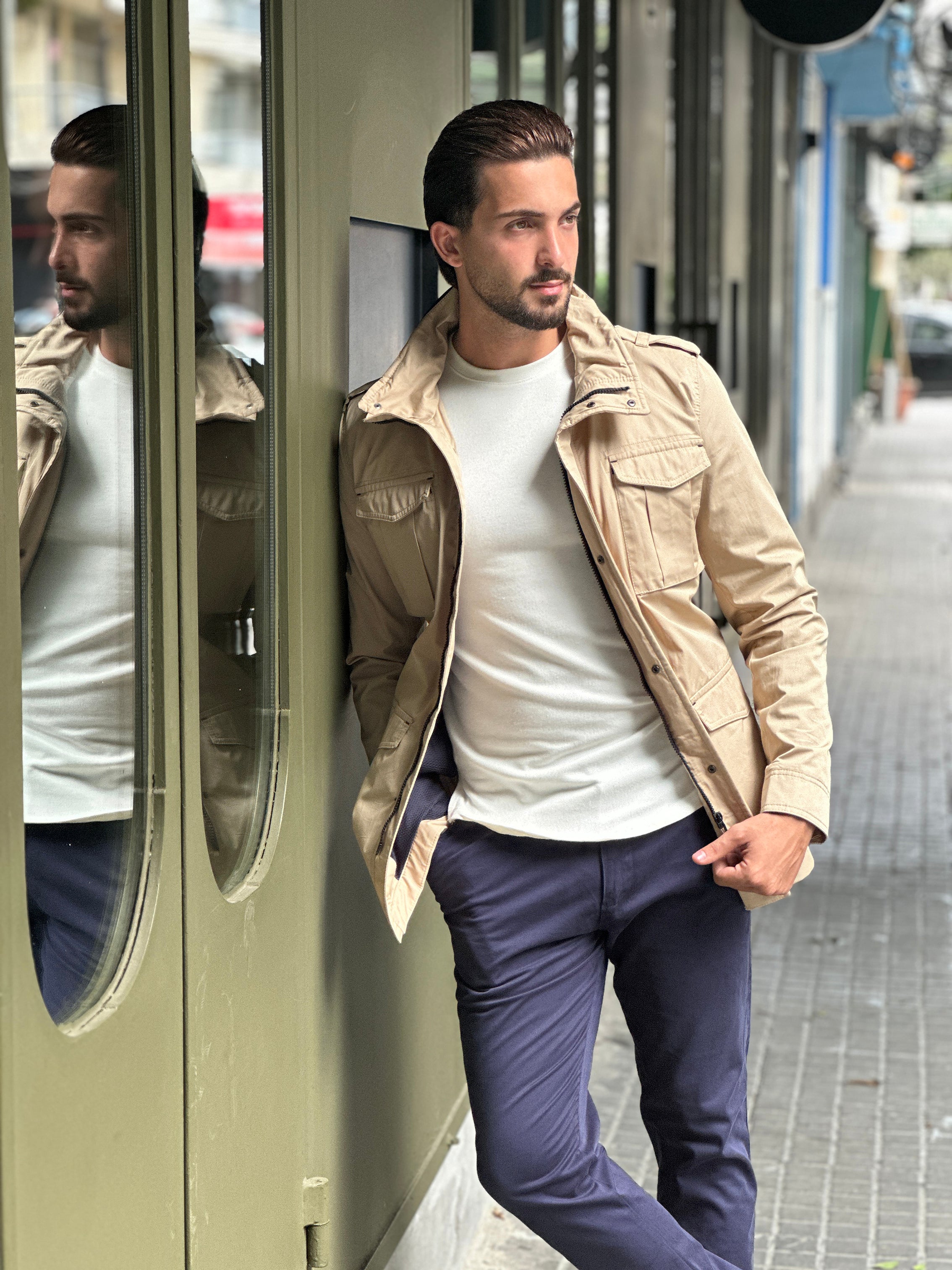 Beige Safari Expedition Jacket: Journey in Style