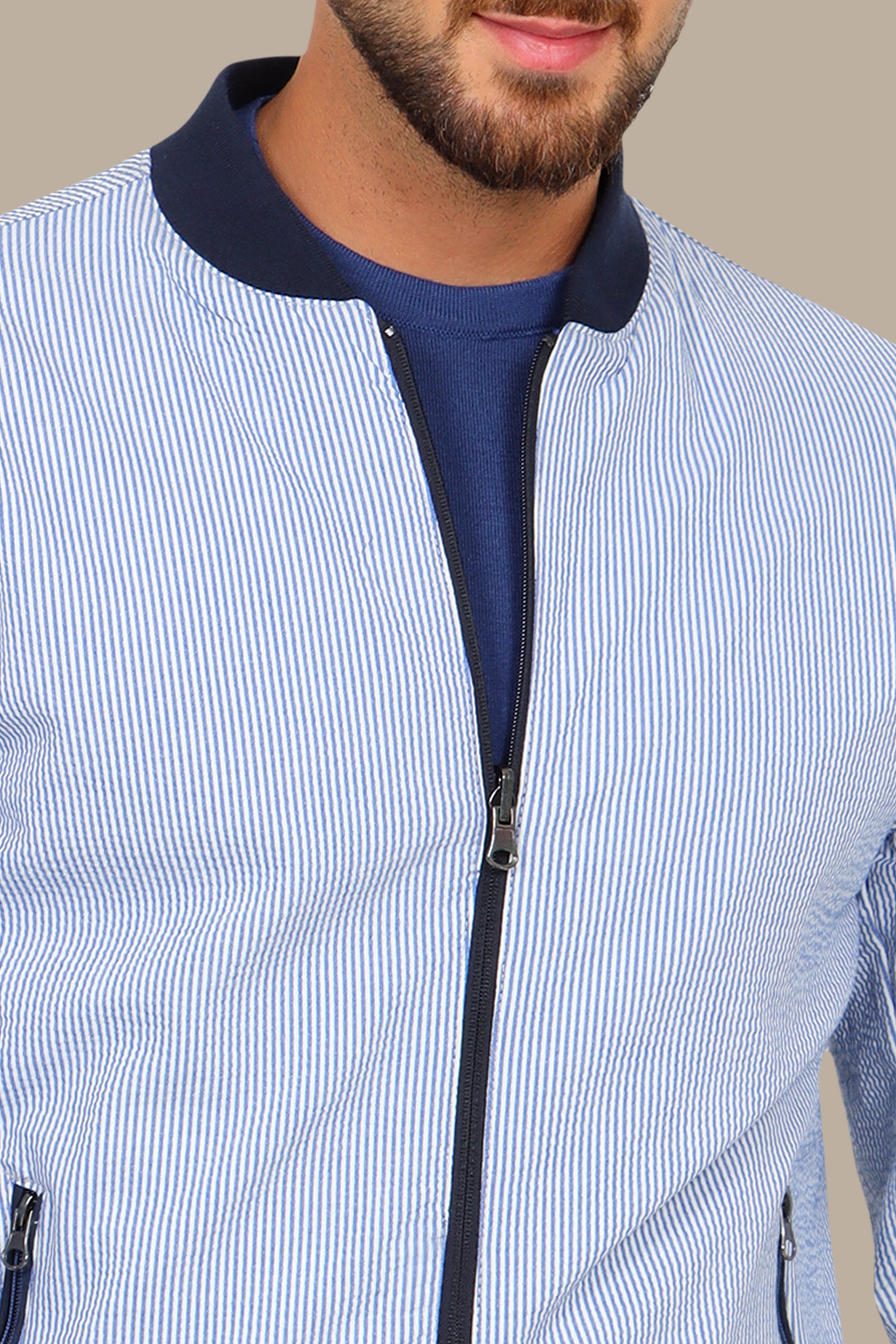 Nautical Elegance: Navy Double-Face Jacket Blouson for Timeless Style