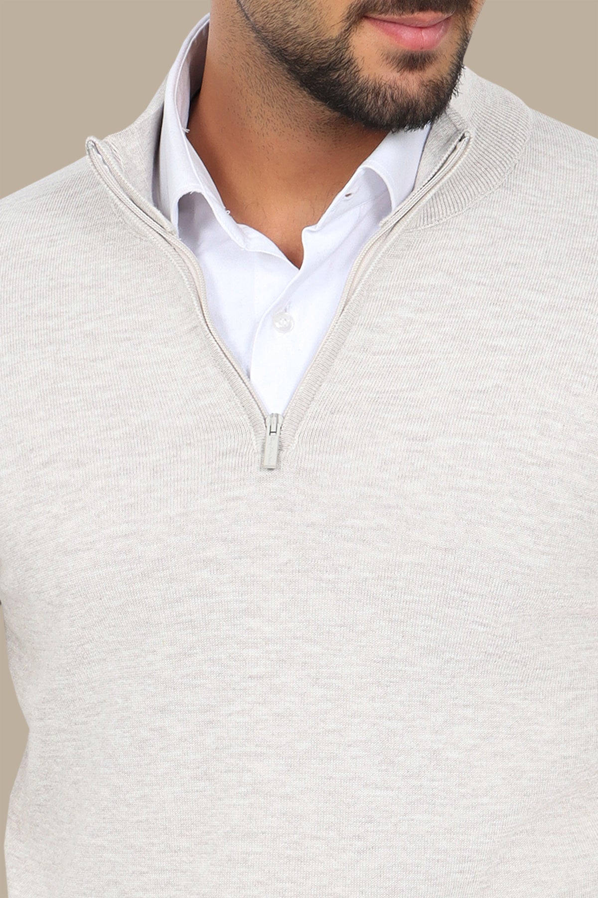 Cotton Sweater with Half Zipper