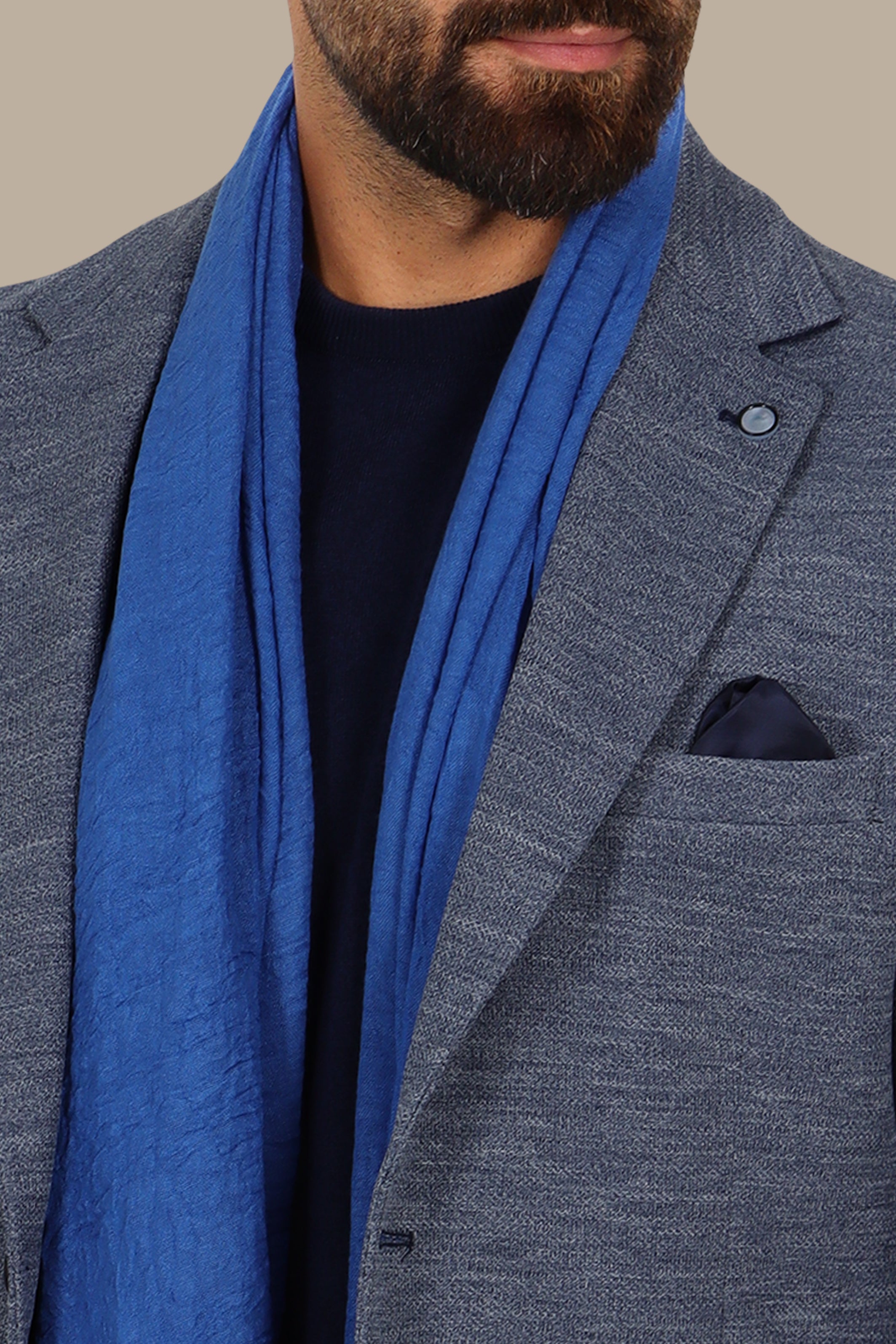Light Navy Notch Lapel Mons Blazer
