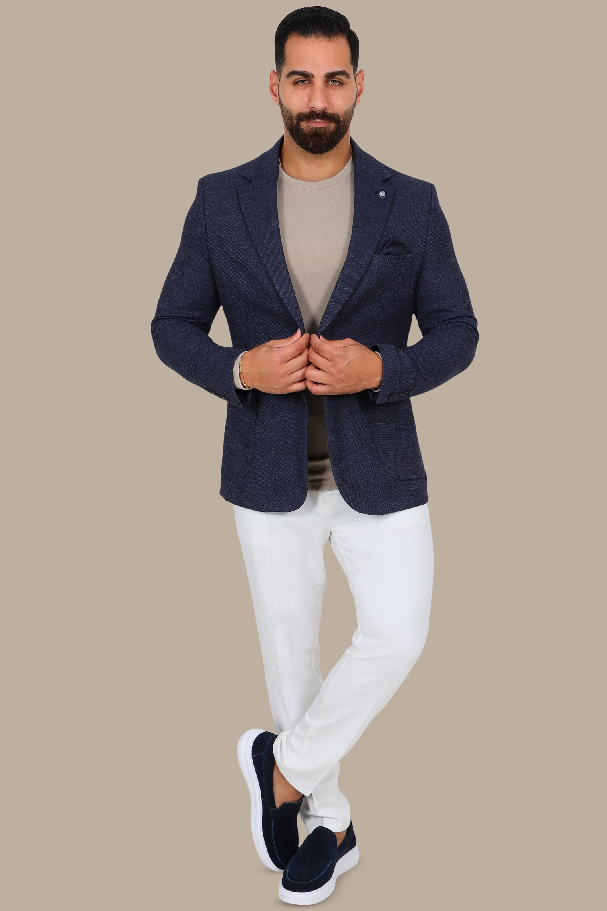 Navy Notch Lapel Blazer