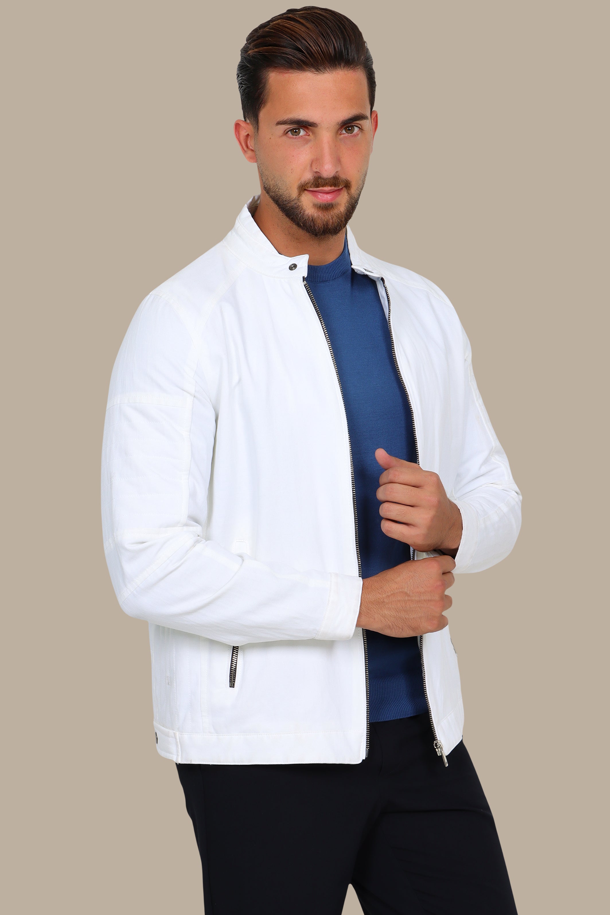White Cotton Mao Jacket: Effortless Elegance for Every Occasion
