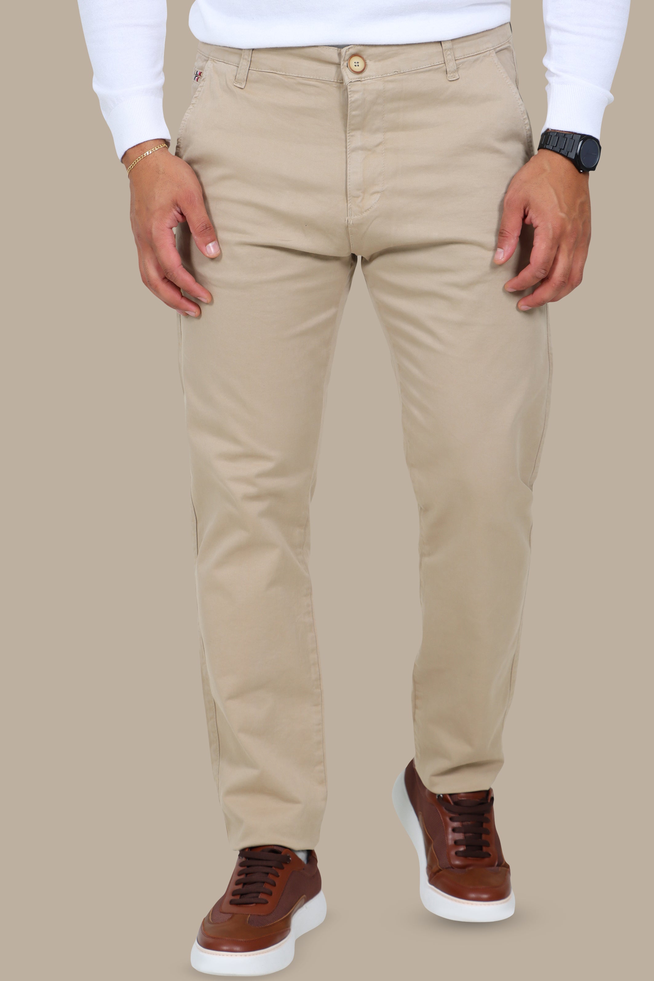 Light Beige Regular-Fit Chino (Big Size)