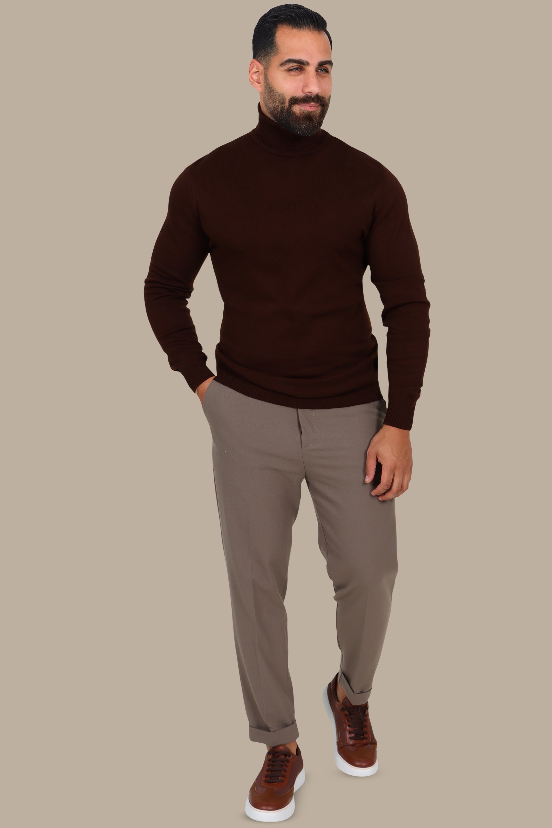 Brown Turtle Neck Sweater
