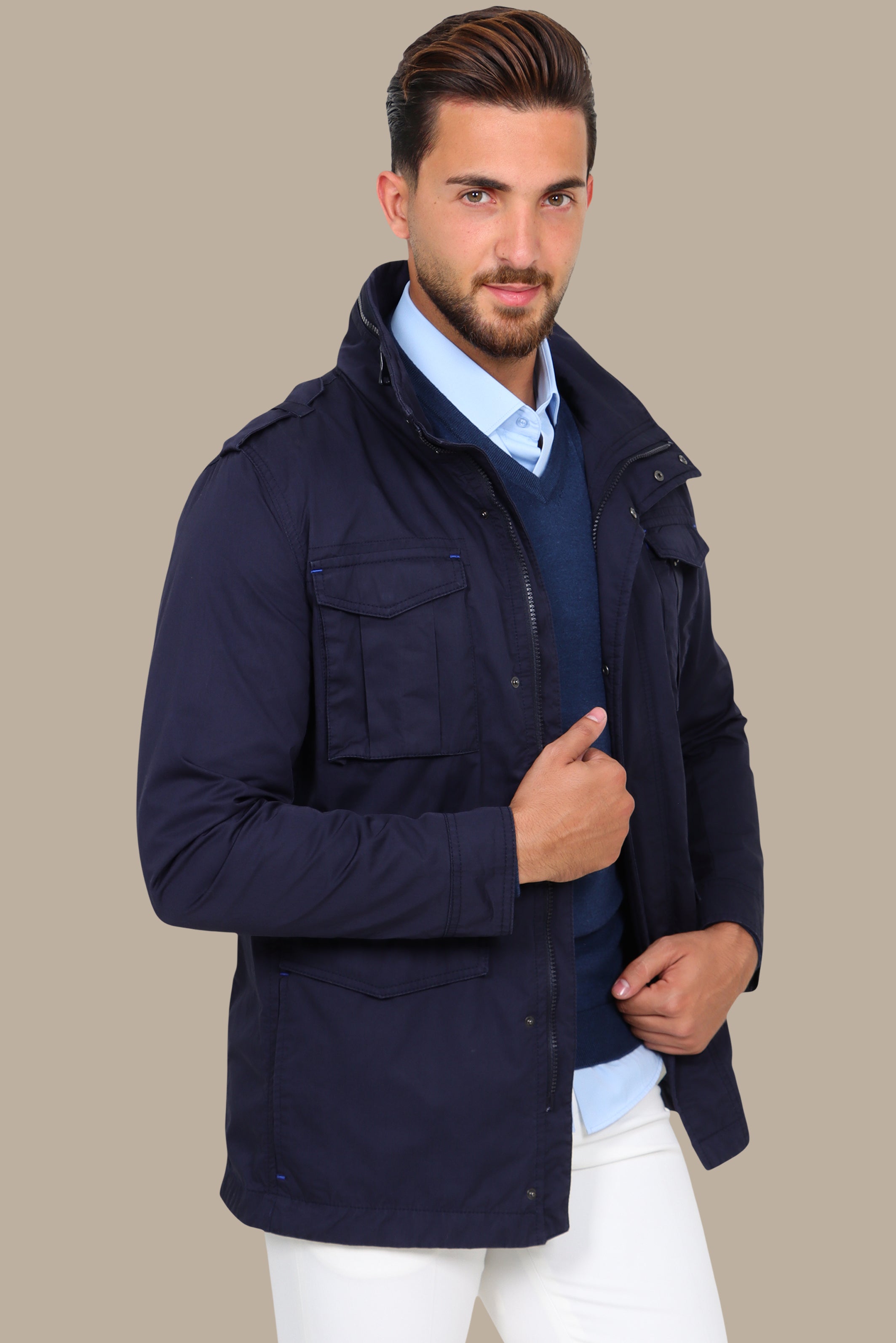 Navy Safari Jacket