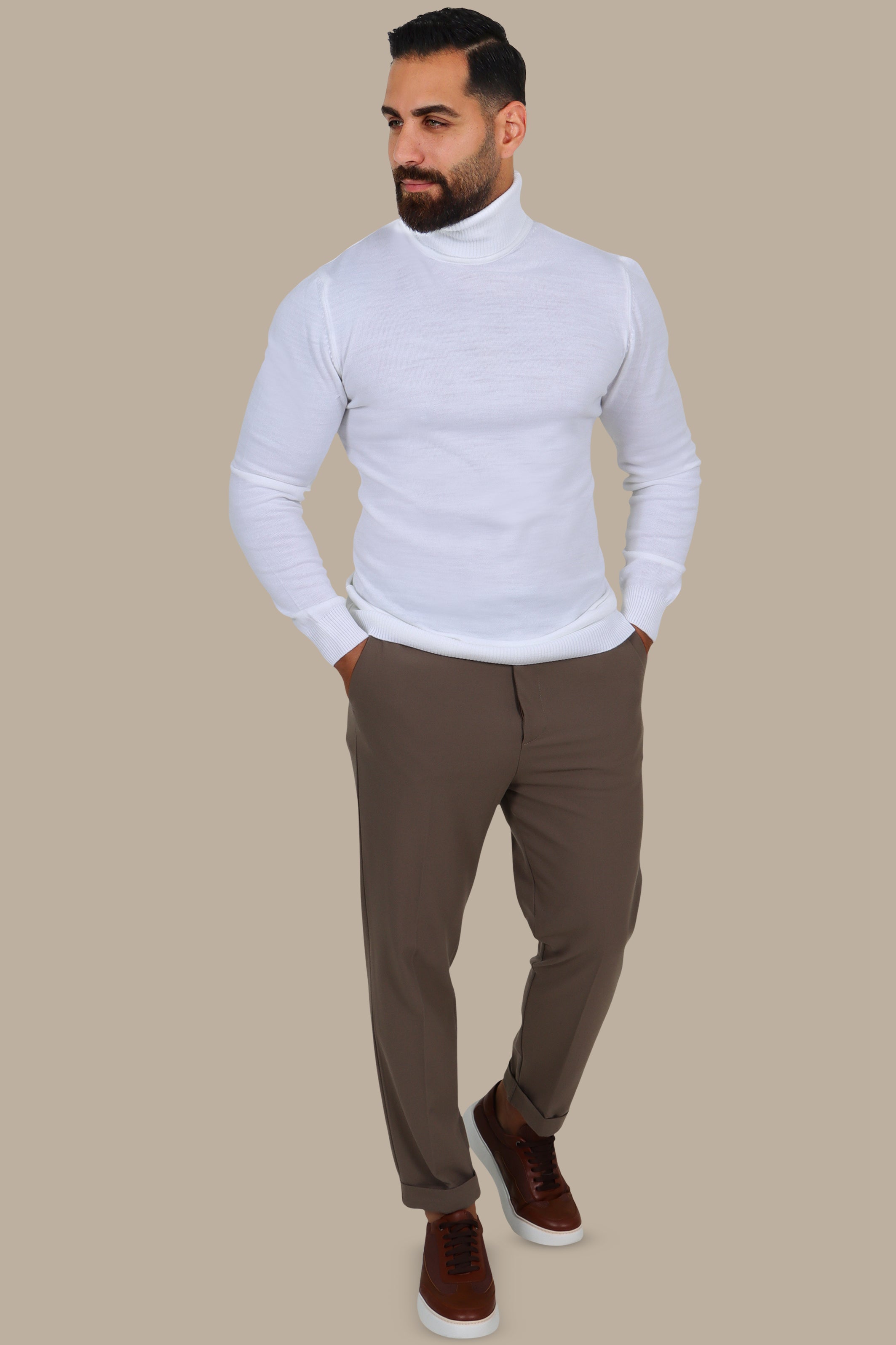 Classic White Turtle Neck Sweater