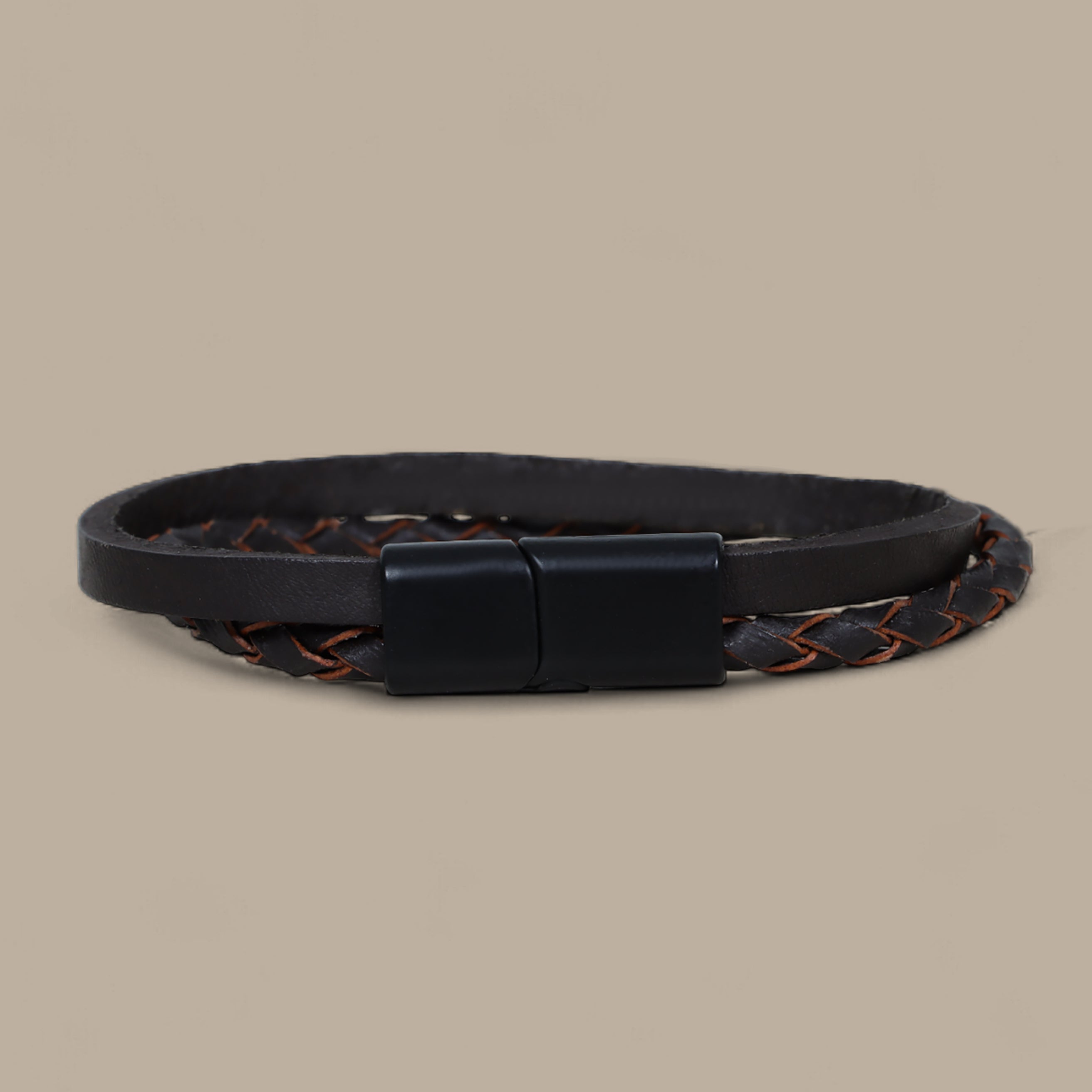 Brown Two-Layer Leather Bracelet