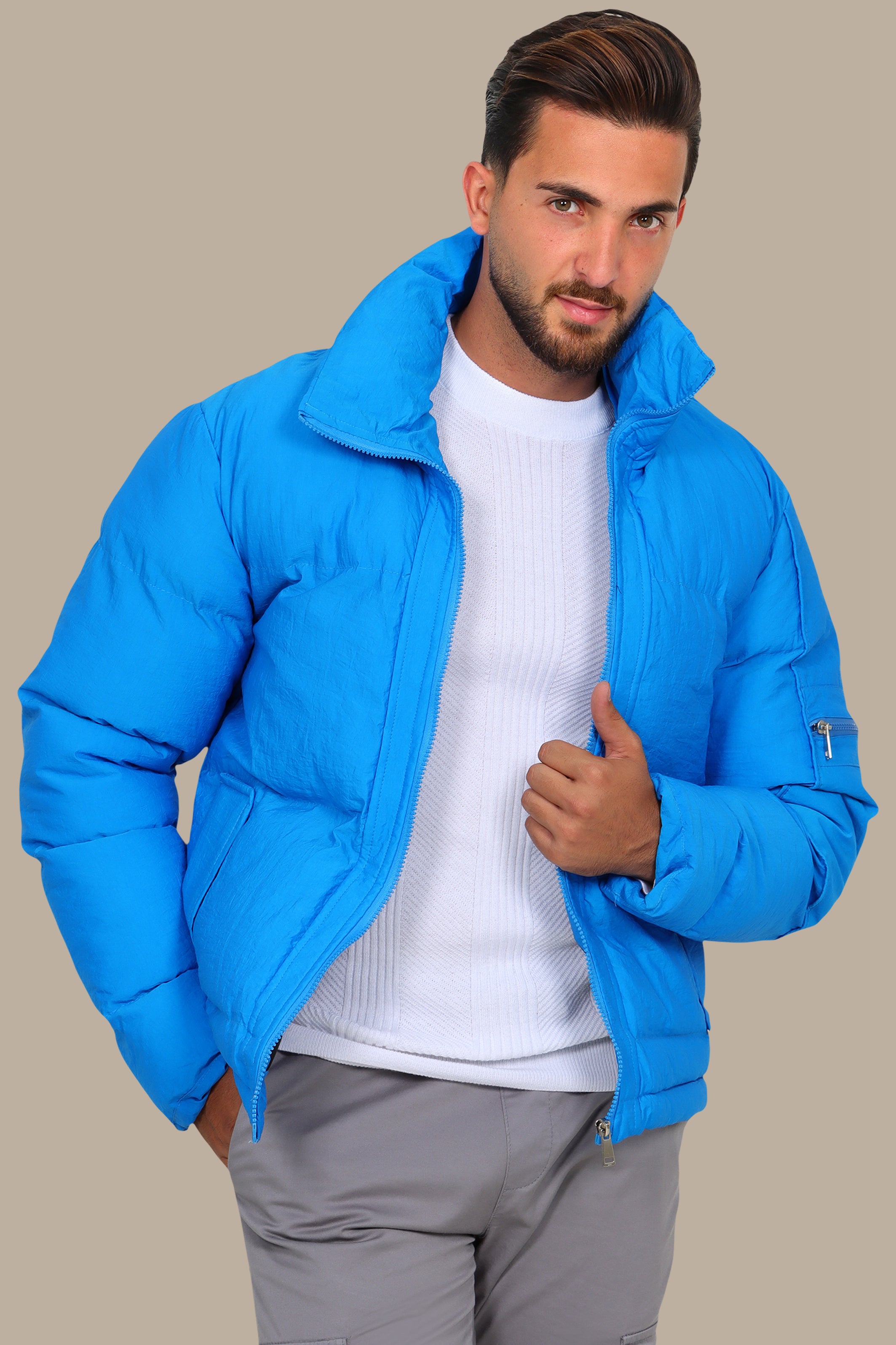 Blue Puffer Jacket – Simple & Warm