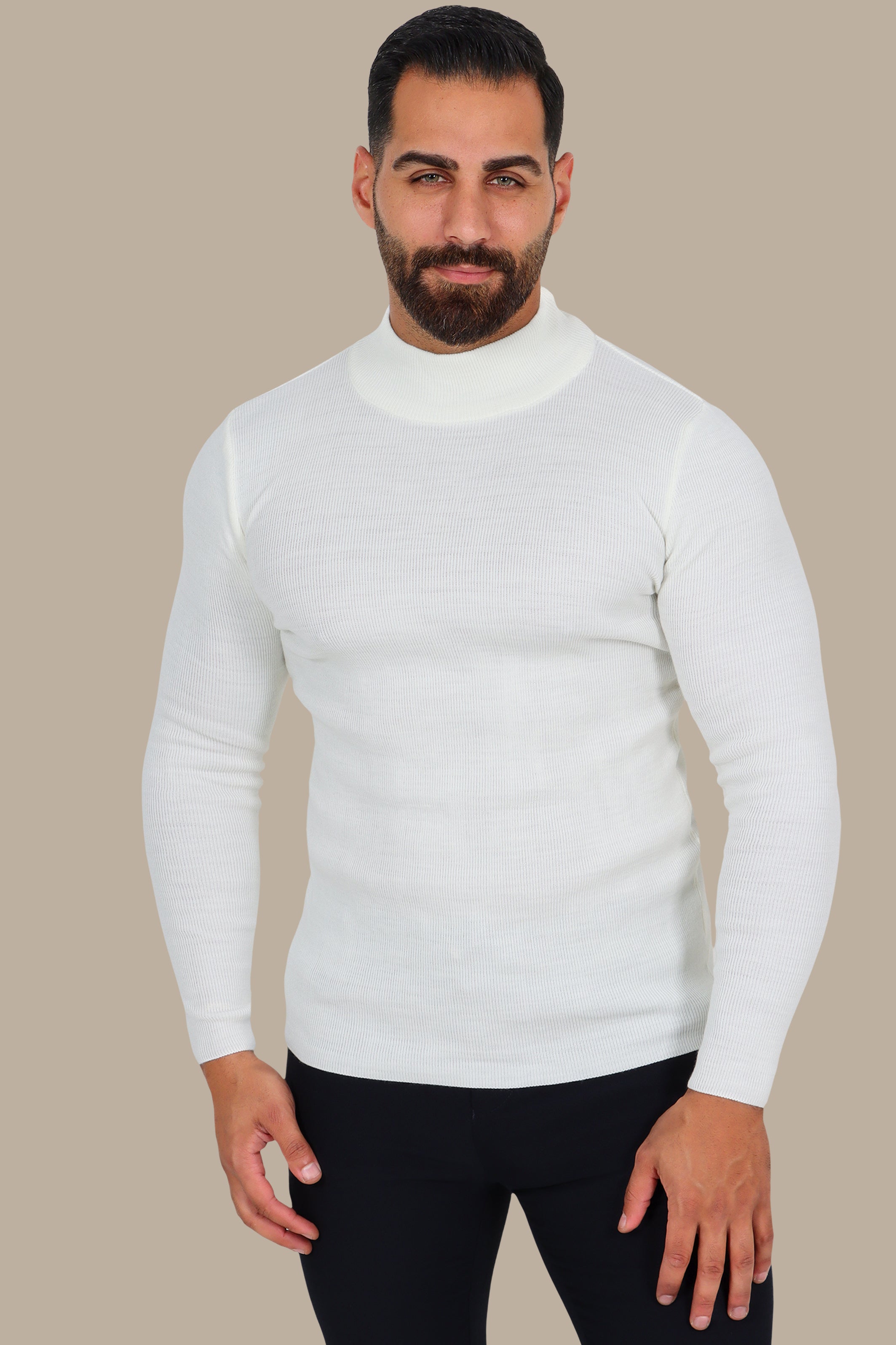 White High Neck Sweater