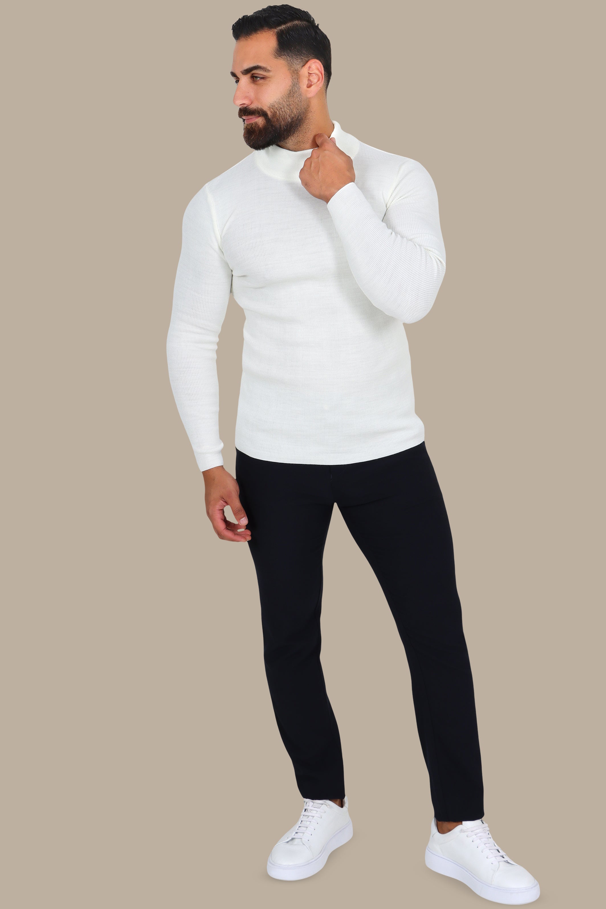 White High Neck Sweater